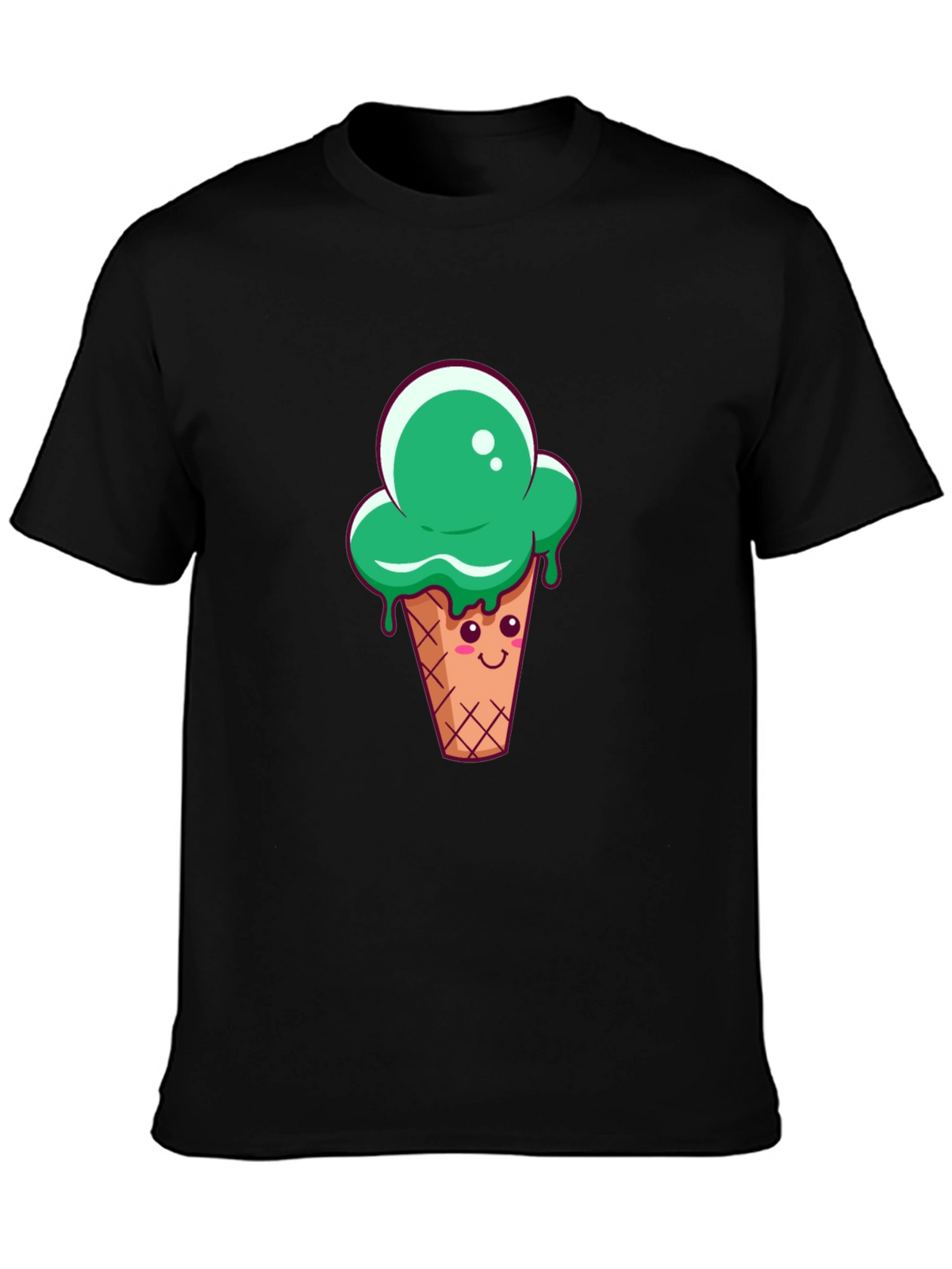 Green Ice Cream Cone Graphic T-Shirt