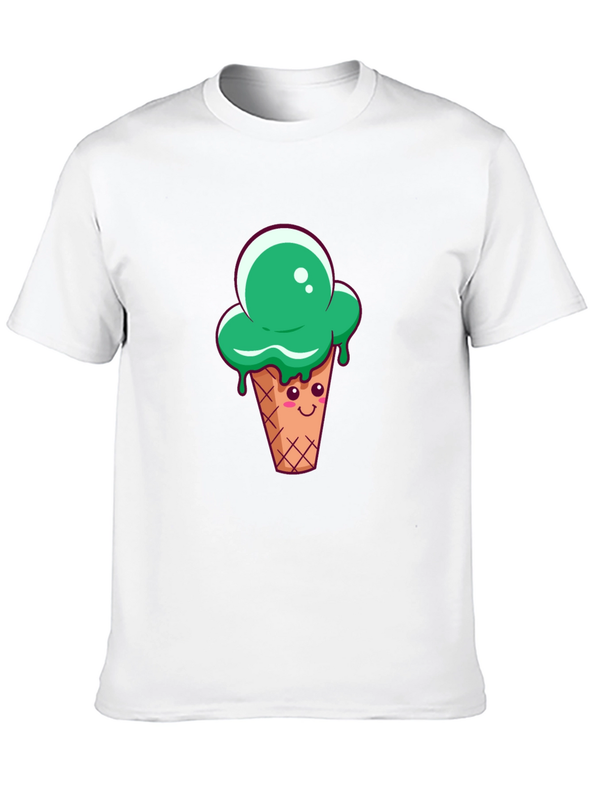 Green Ice Cream Cone Graphic T-Shirt