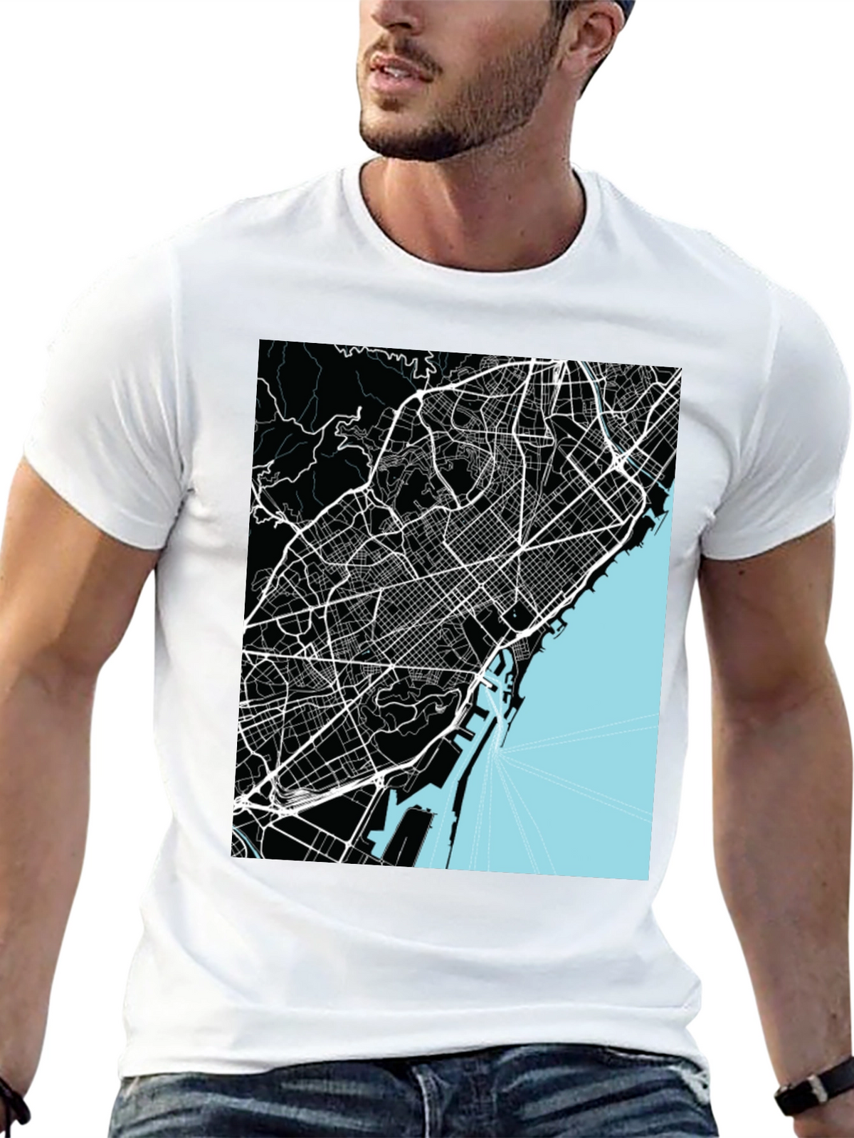 Barcelona Map Graphic T-Shirt