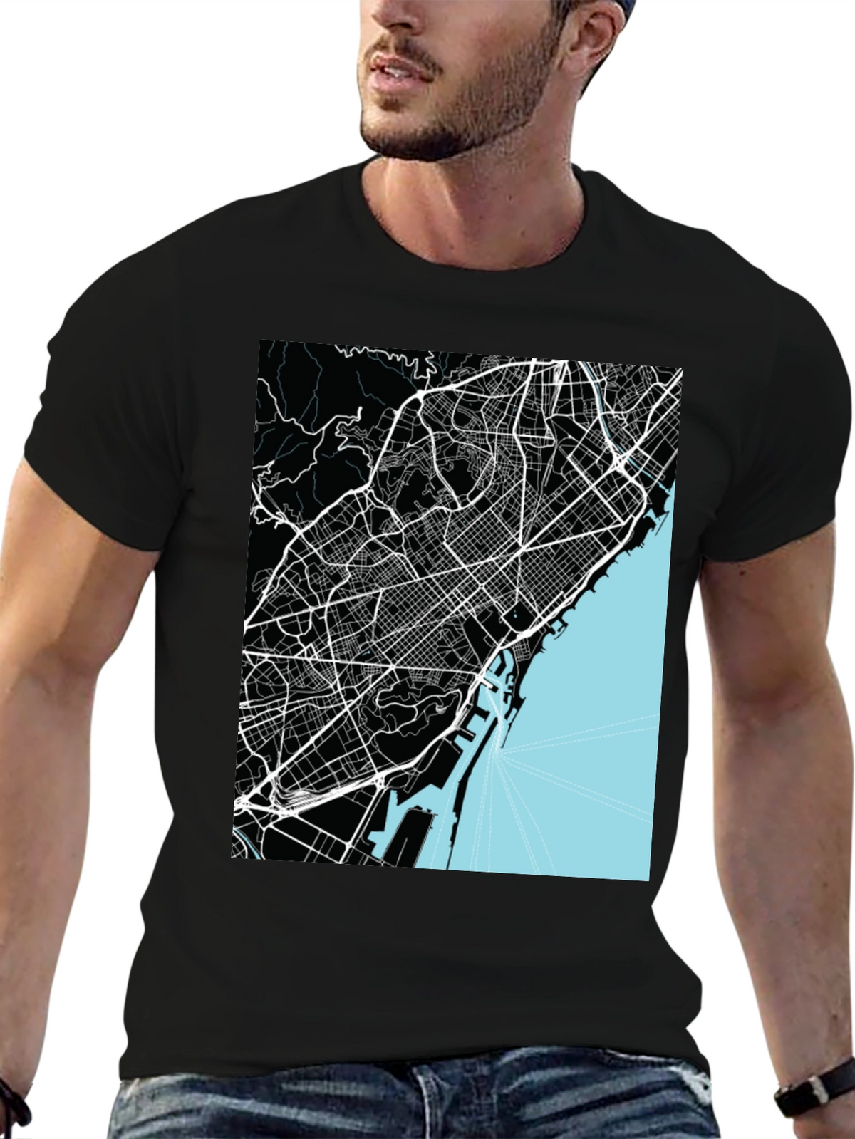 Barcelona Map Graphic T-Shirt