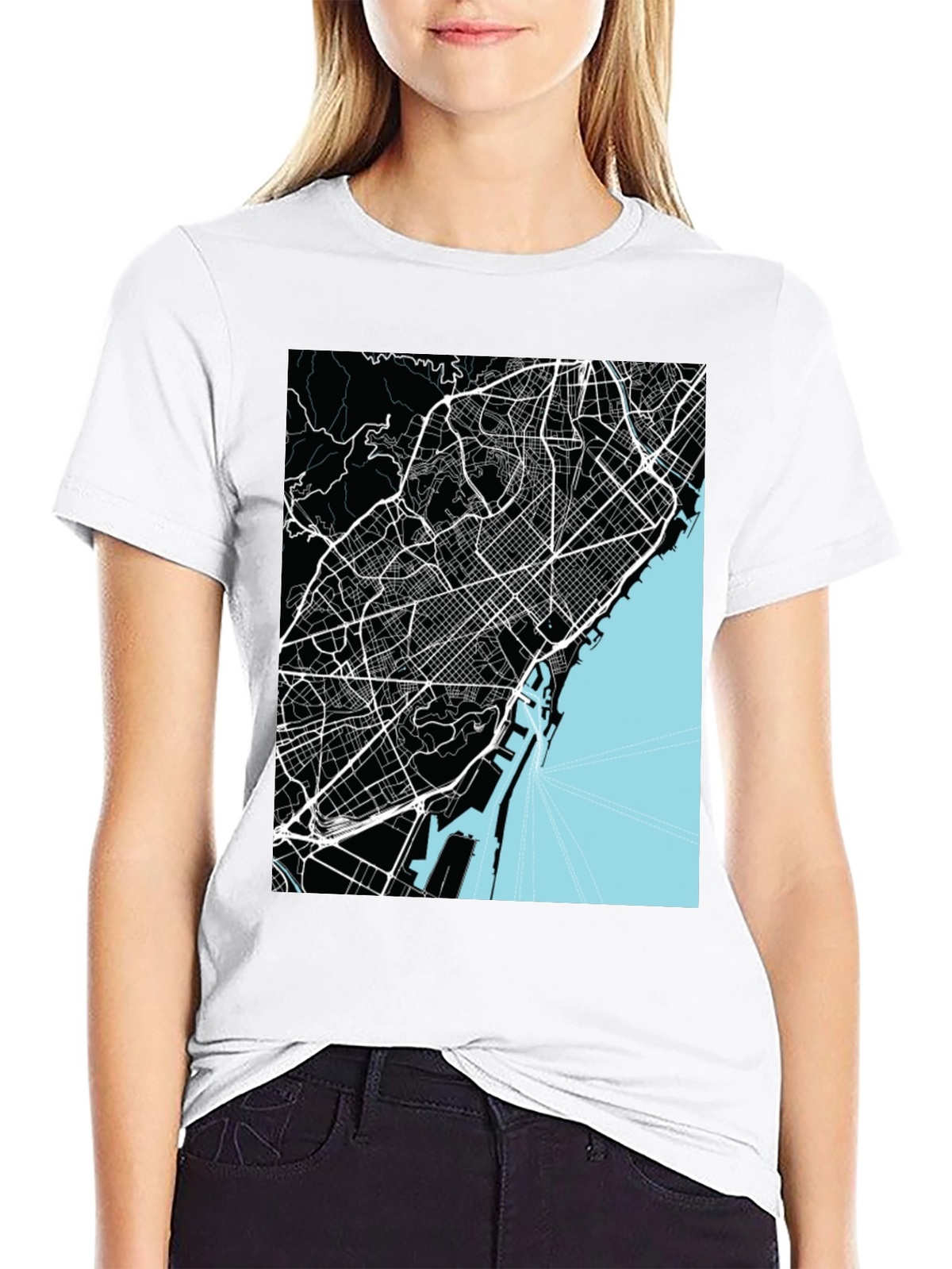 Barcelona Map Graphic T-Shirt