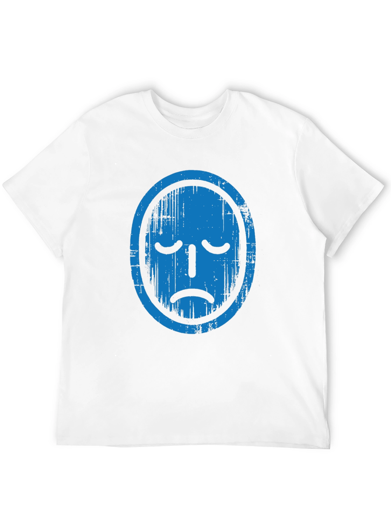 Distressed Blue Face Graphic Black T-Shirt