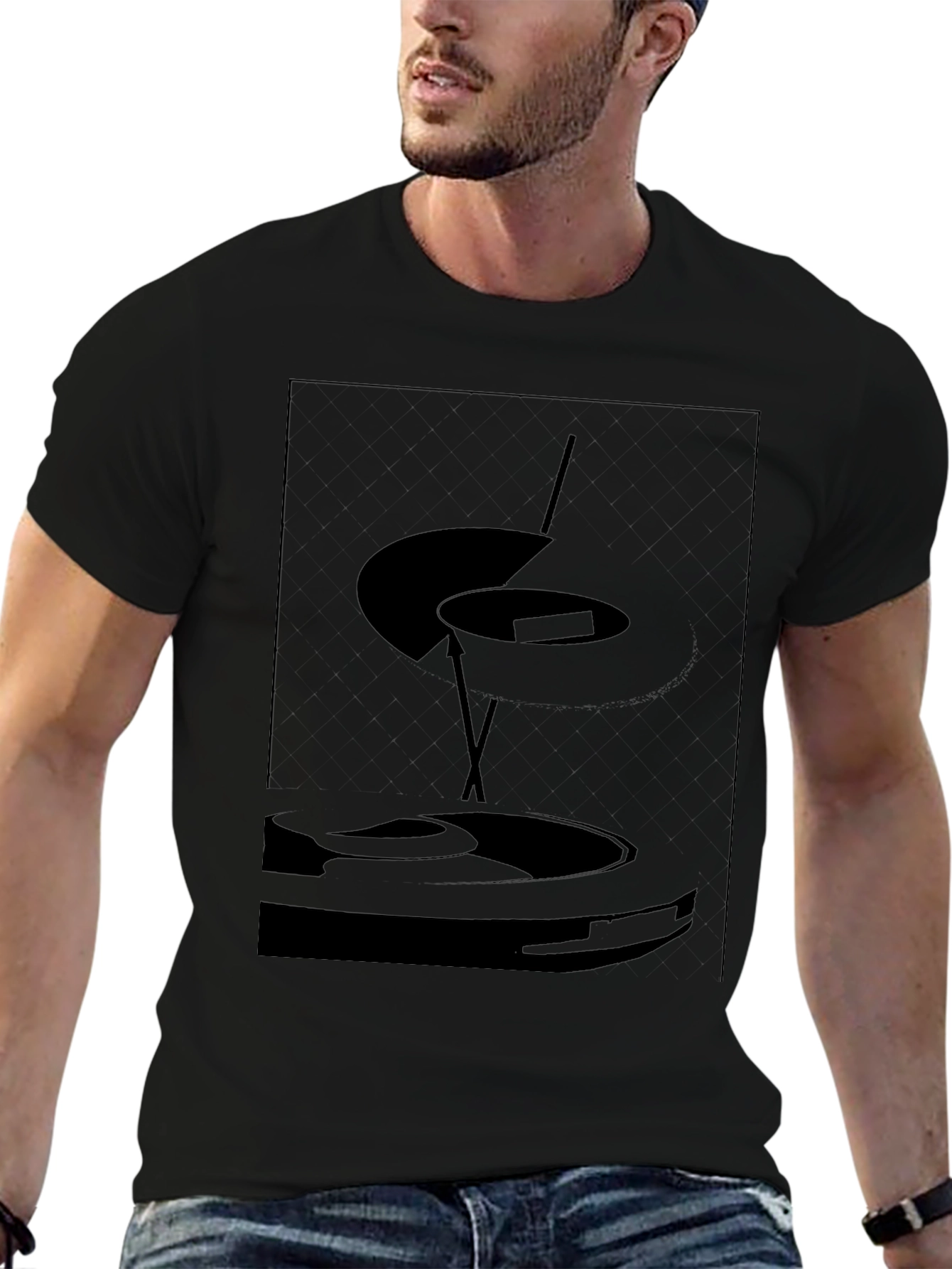 Abstract Art Mens Black Graphic Tee