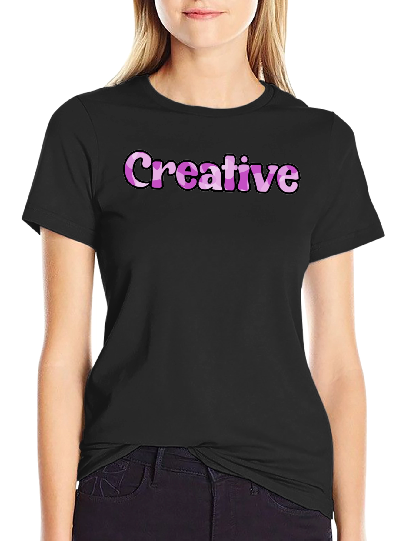 Creative Graphic Tee - Black Cotton Casual Shirt