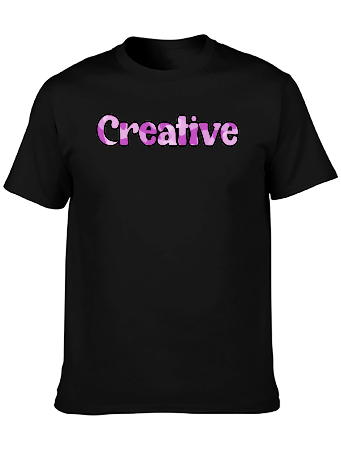 Creative Graphic Tee - Black Cotton Casual Shirt