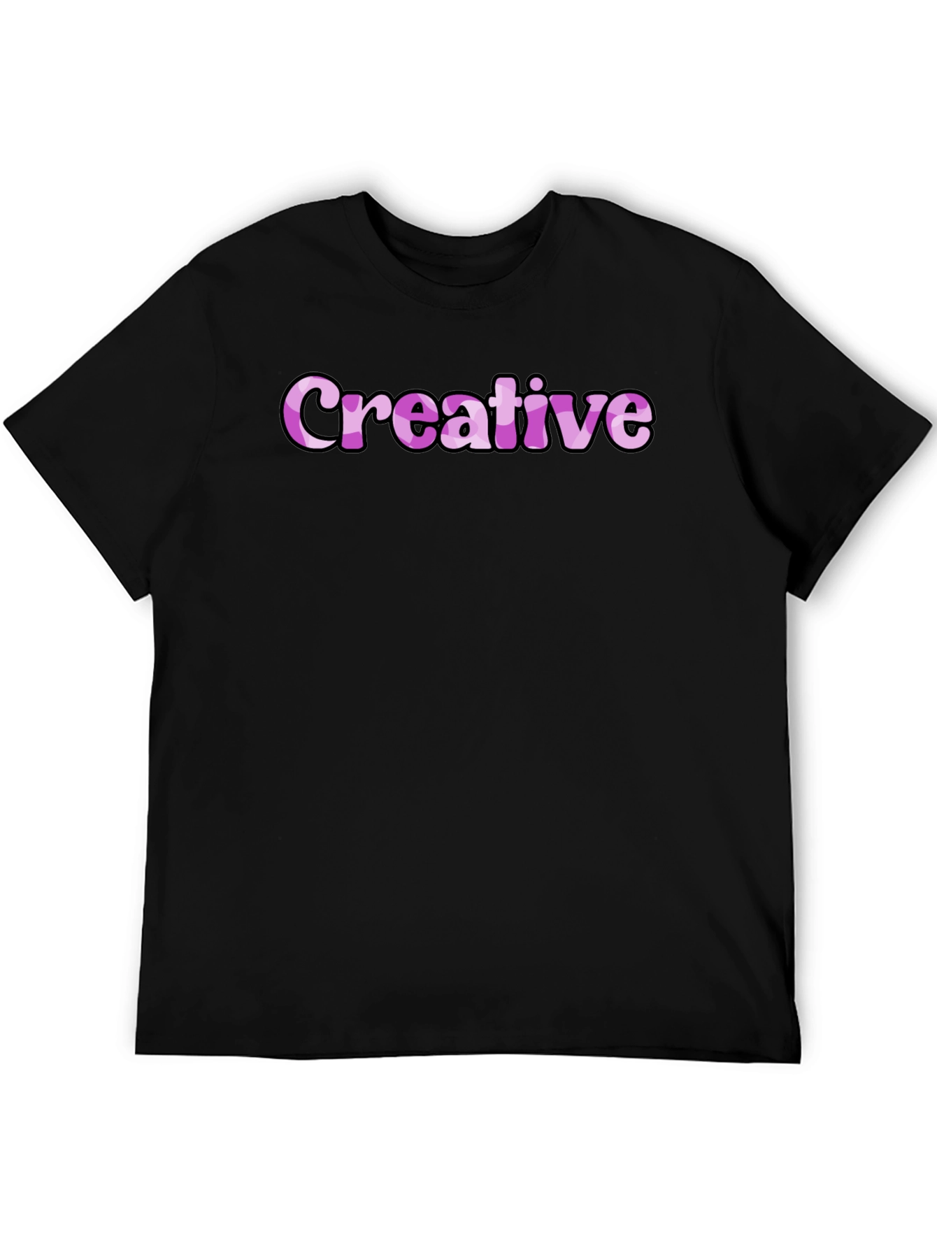 Creative Graphic Tee - Black Cotton Casual Shirt