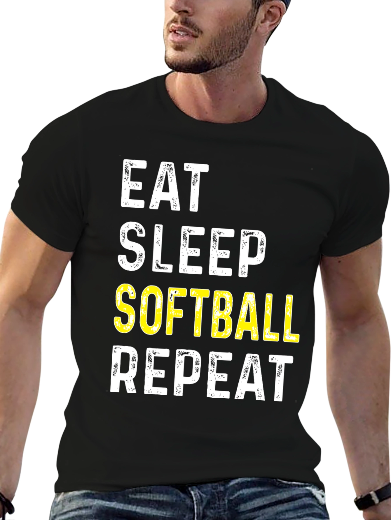 Eat Sleep Softball Repeat Graphic Tee