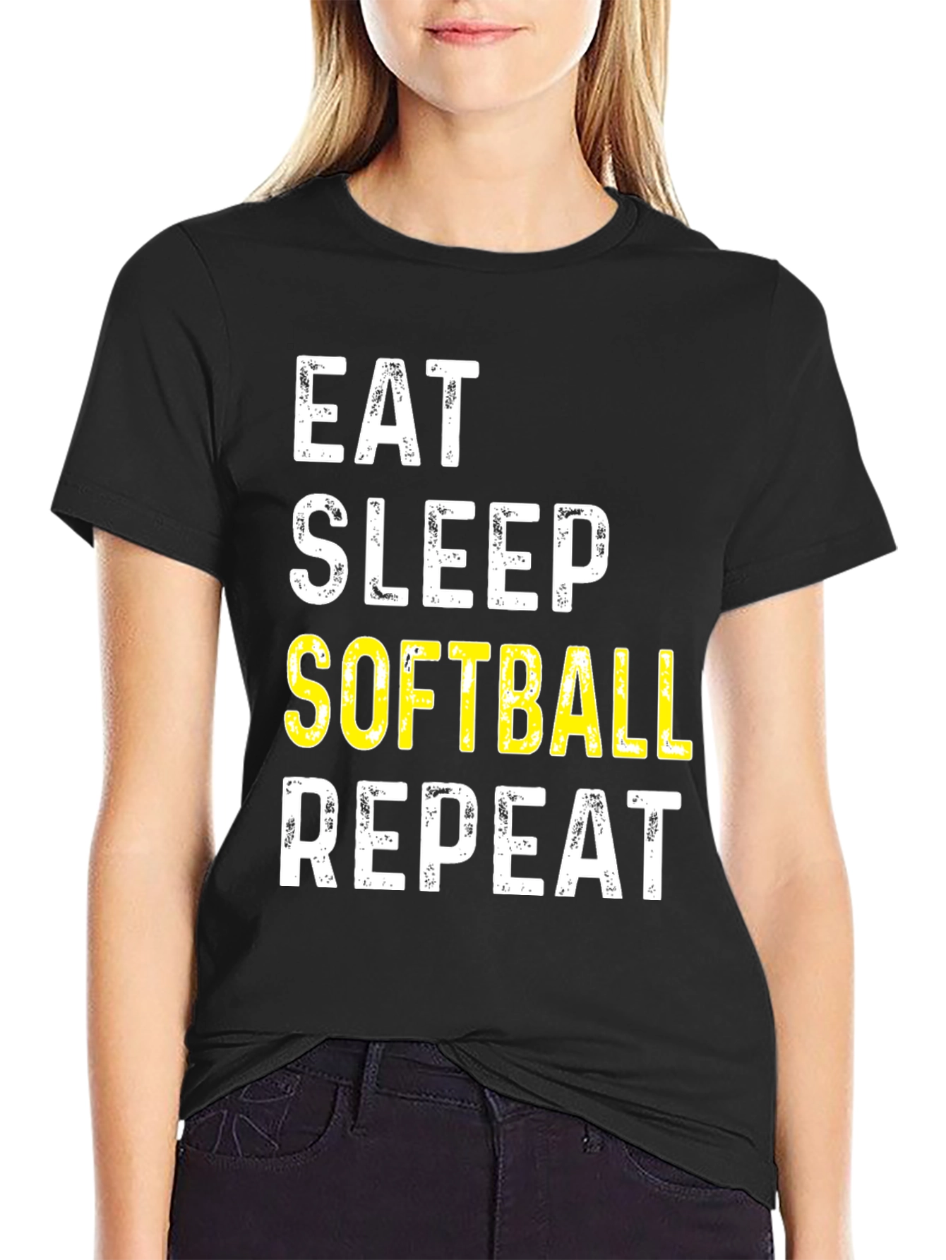 Eat Sleep Softball Repeat Graphic Tee