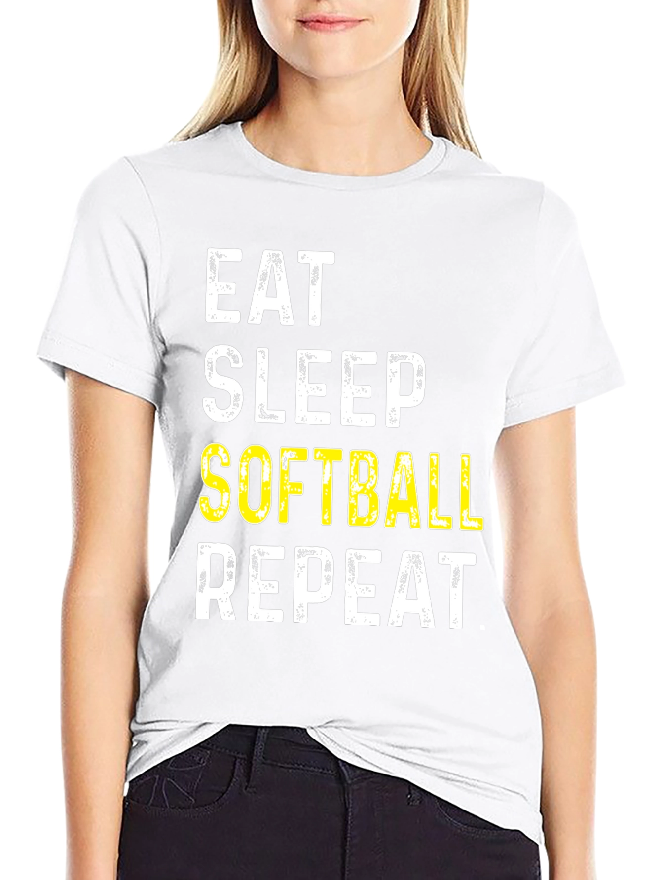 Eat Sleep Softball Repeat Graphic Tee