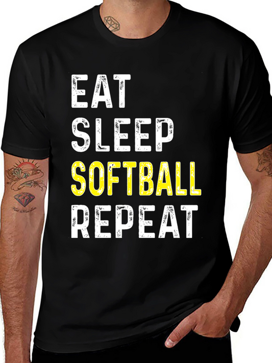 Eat Sleep Softball Repeat Graphic Tee