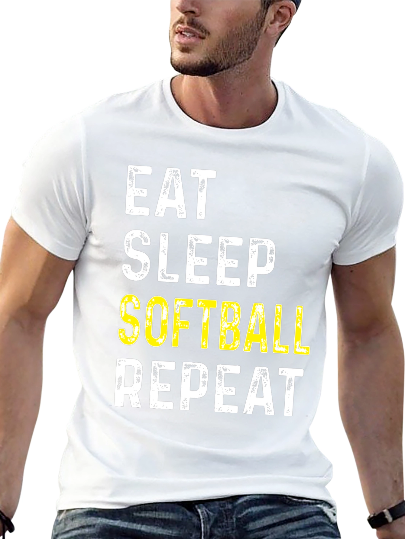 Eat Sleep Softball Repeat Graphic Tee