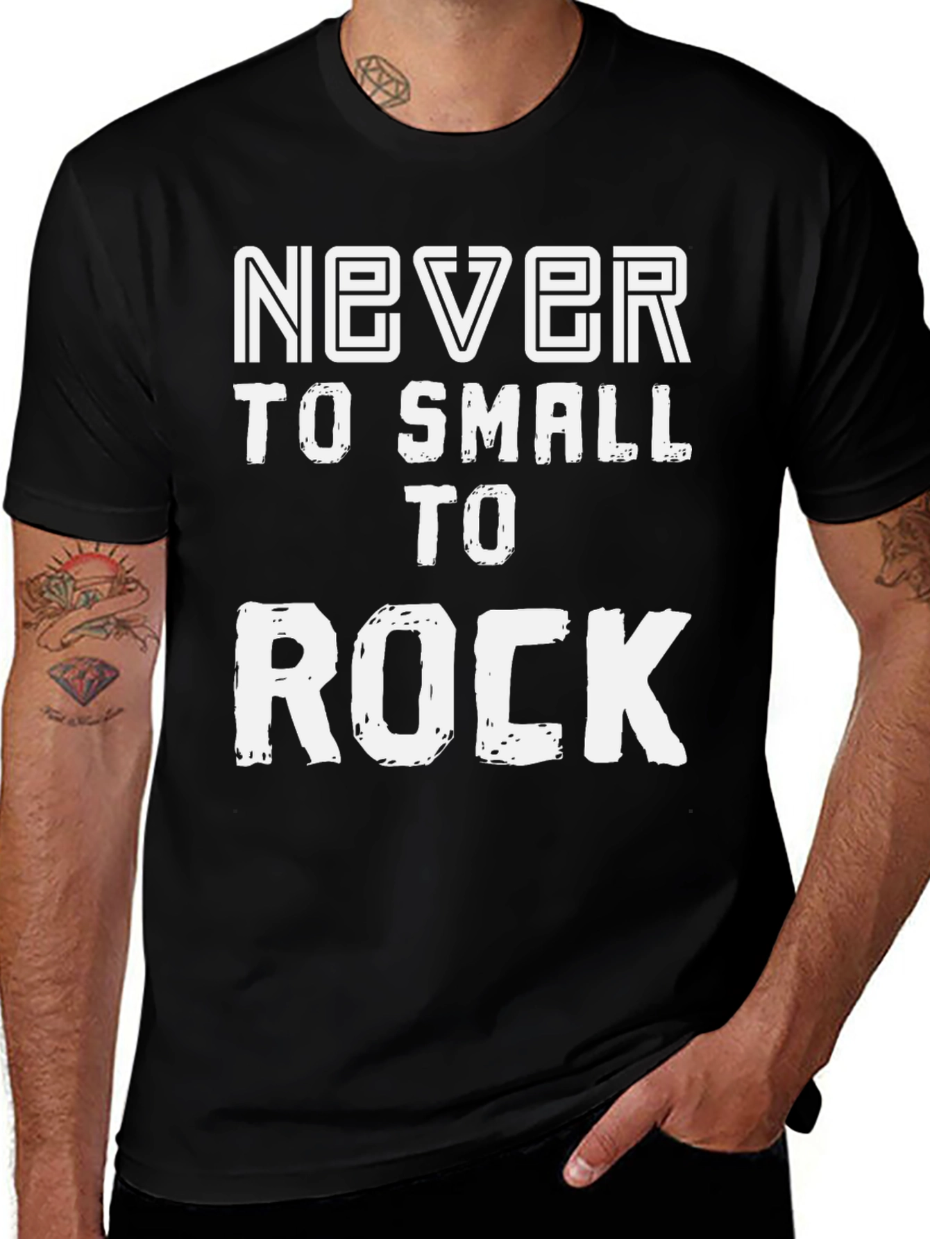 Never Too Small To Rock Black Graphic Tee