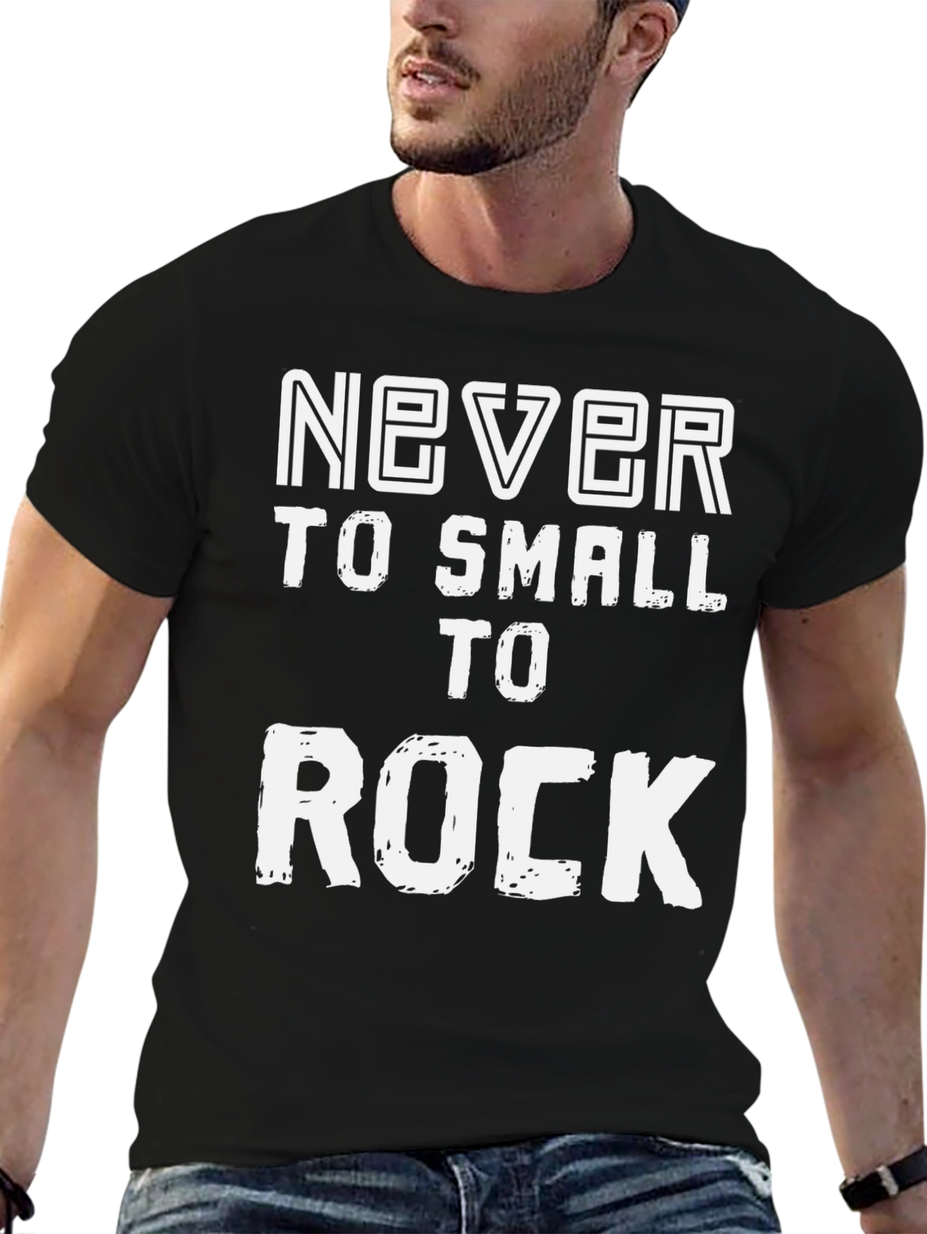 Never Too Small To Rock Black Graphic Tee