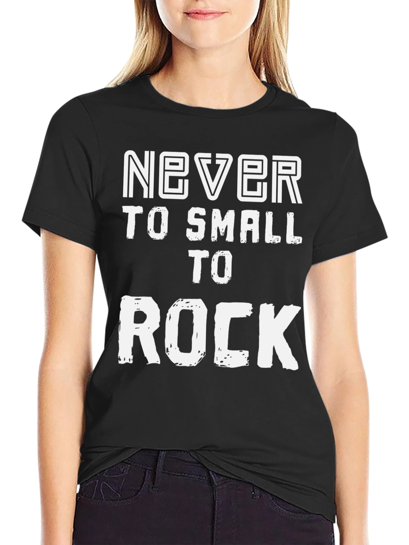 Never Too Small To Rock Black Graphic Tee