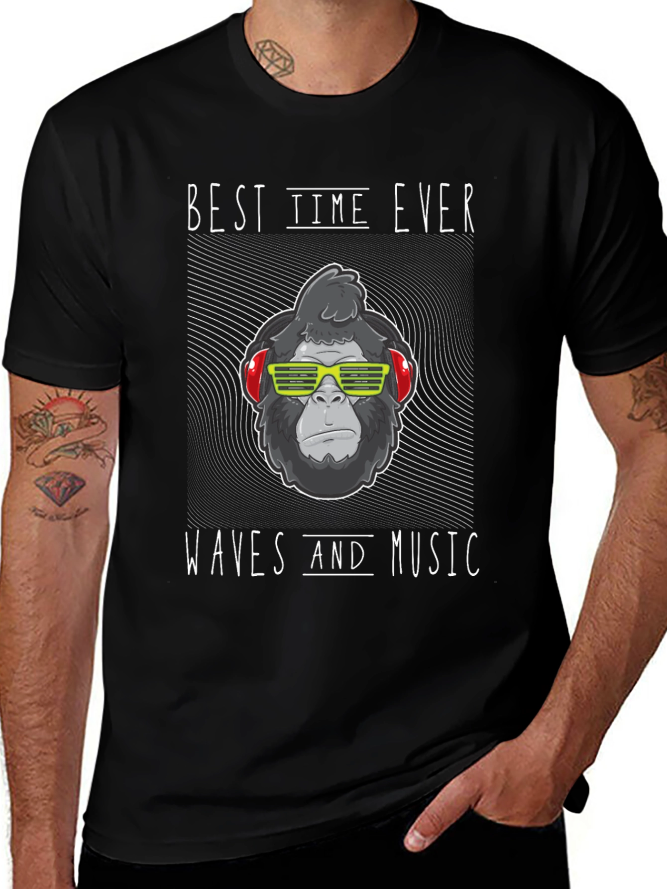 Cool Gorilla Waves Music T-Shirt