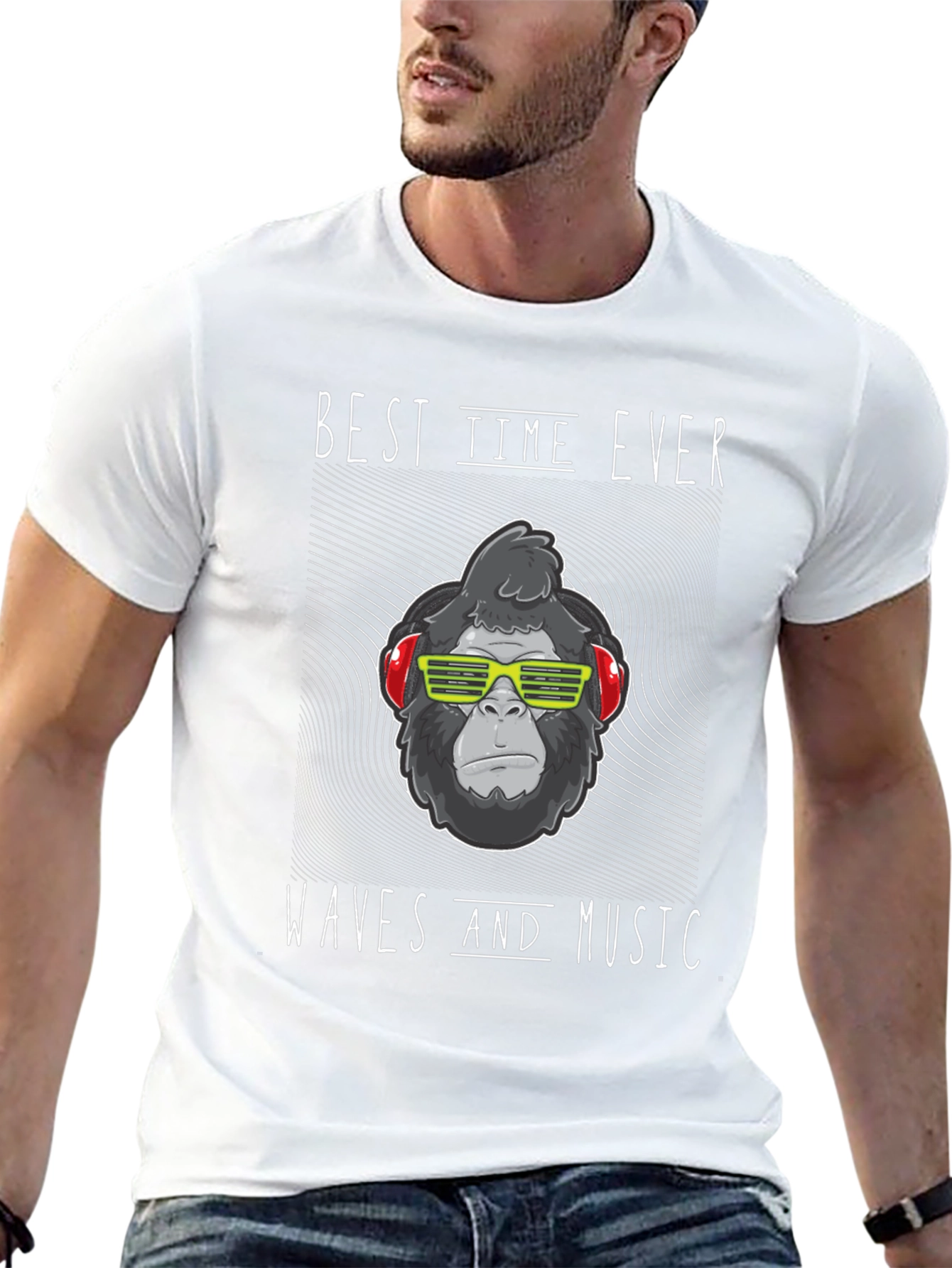 Cool Gorilla Waves Music T-Shirt