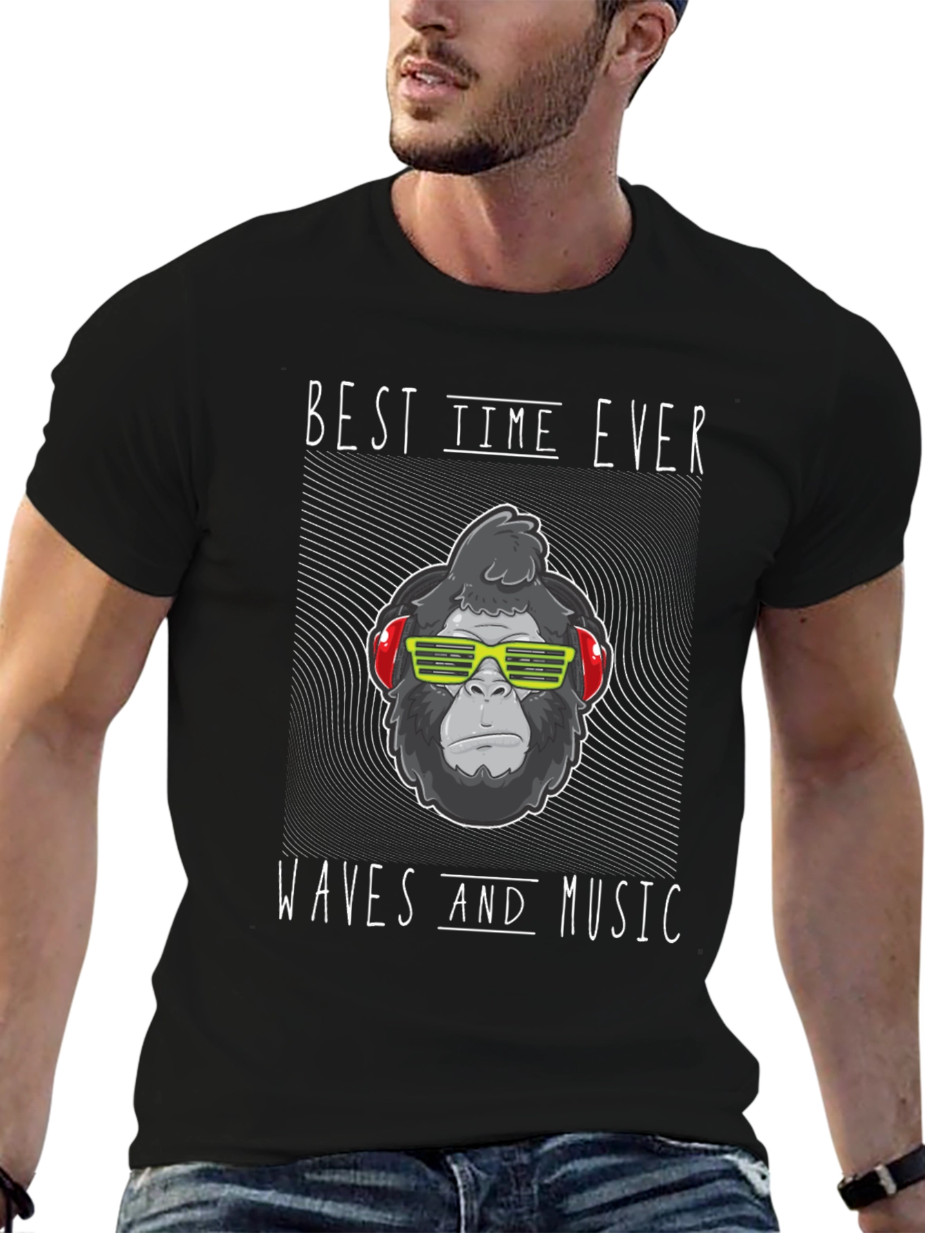 Cool Gorilla Waves Music T-Shirt