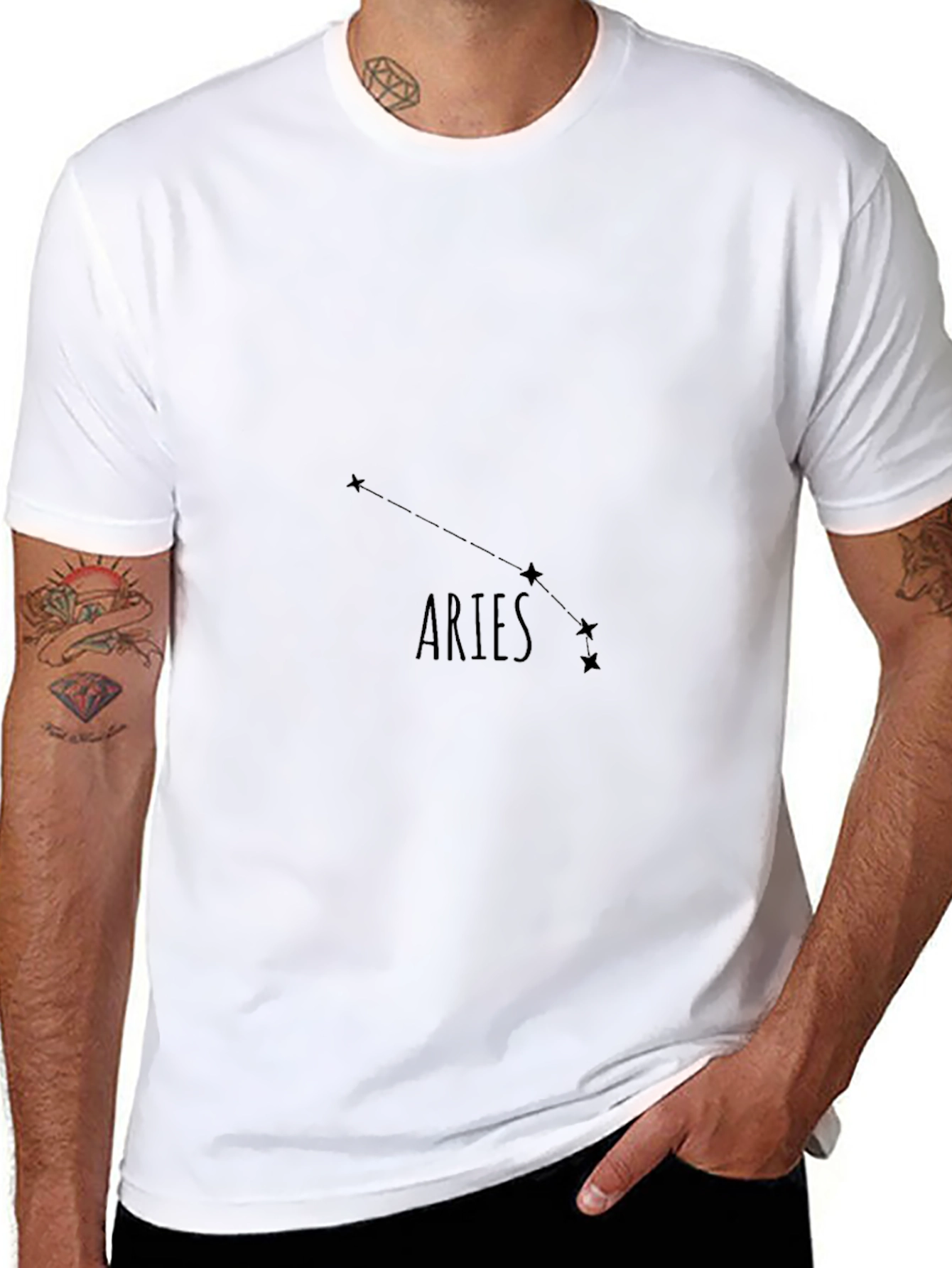 Aries Constellation Black Graphic Tee