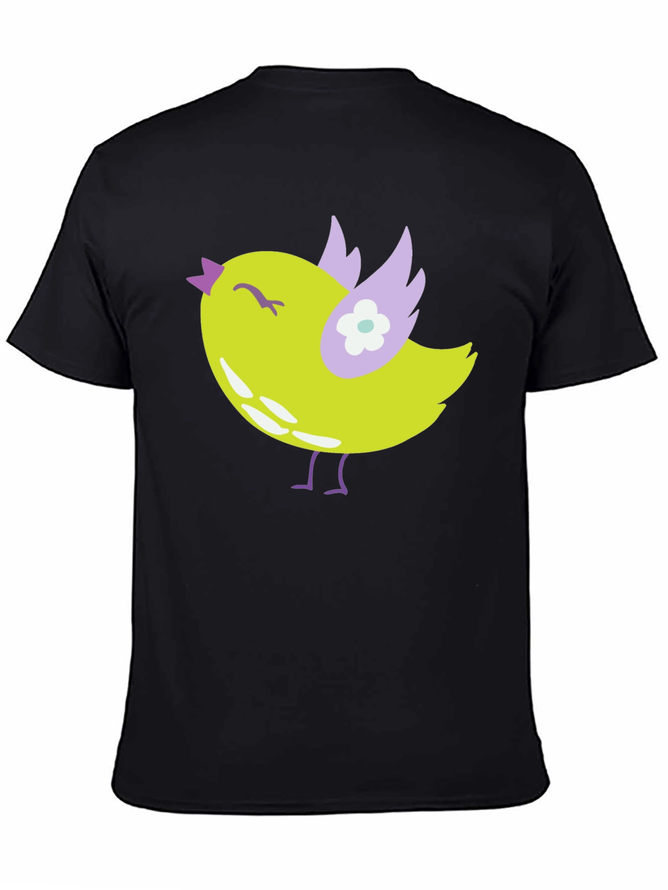 Cute Bird Graphic Tee - Soft Black Cotton T-Shirt