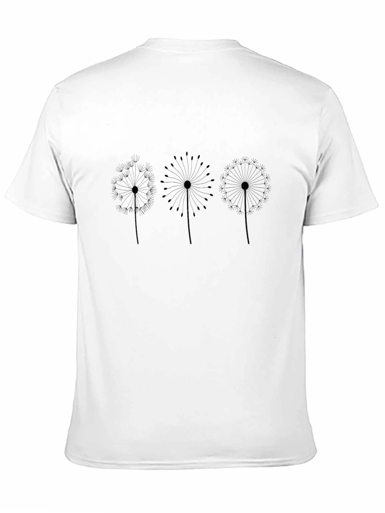 Dandelion Print Black Crew Neck Tee