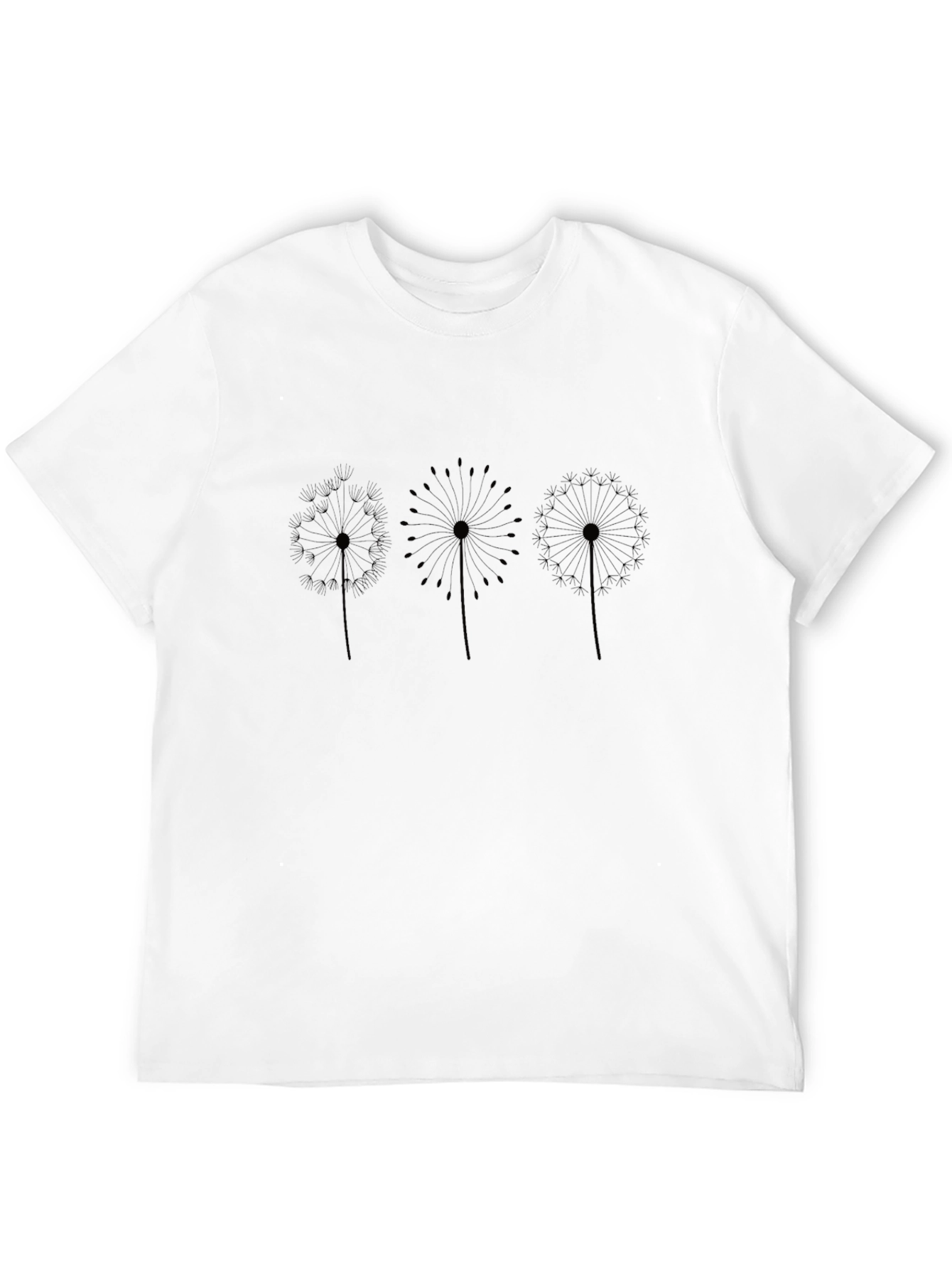 Dandelion Print Black Crew Neck Tee