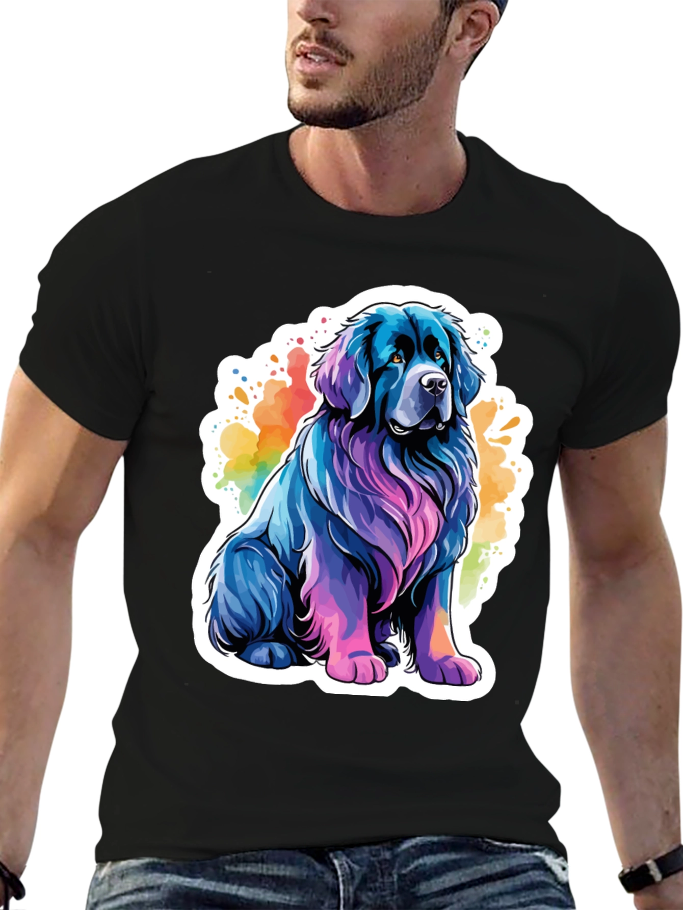 Colorful Dog Graphic T-Shirt