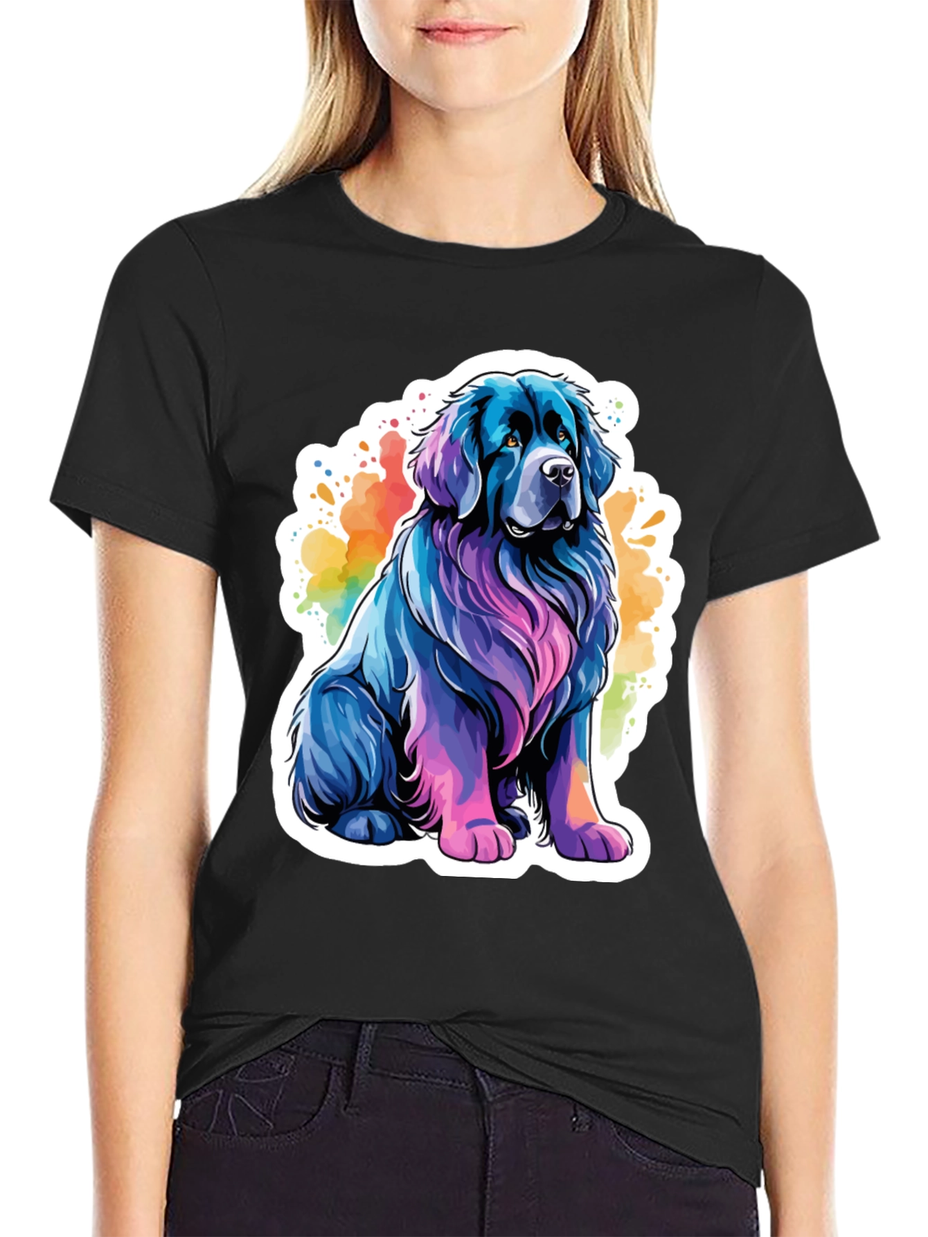 Colorful Dog Graphic T-Shirt
