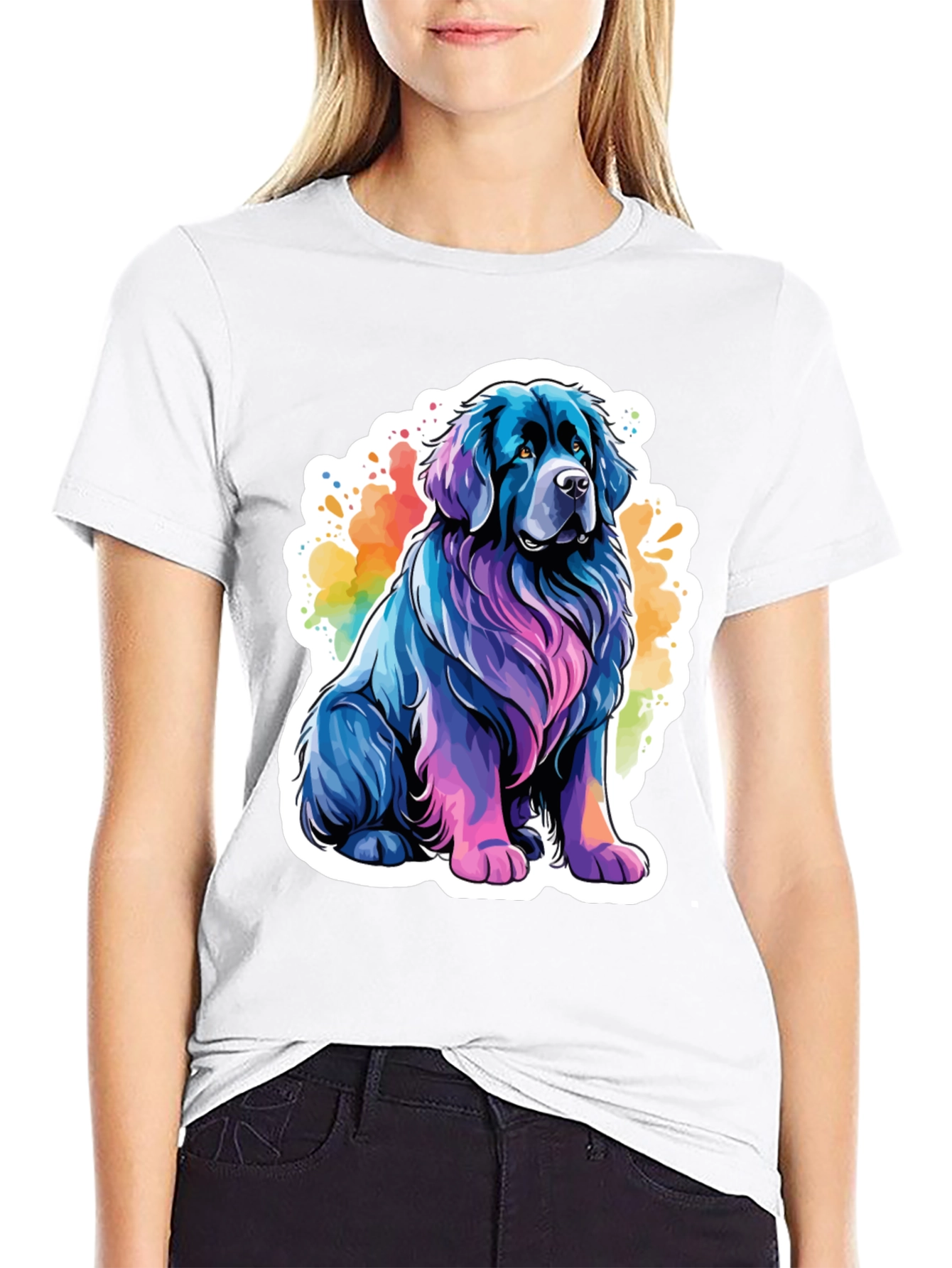 Colorful Dog Graphic T-Shirt
