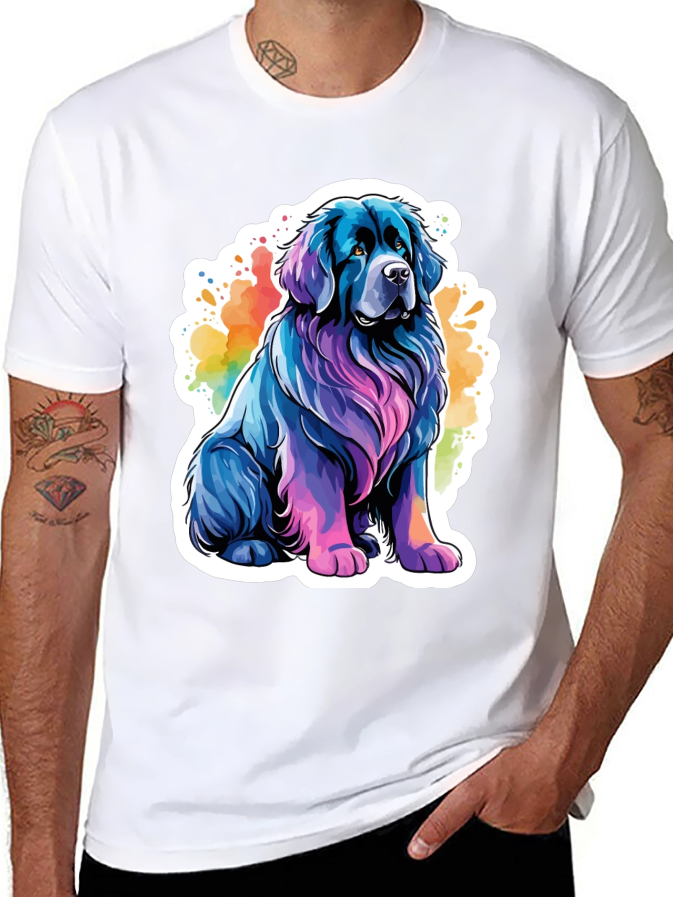 Colorful Dog Graphic T-Shirt