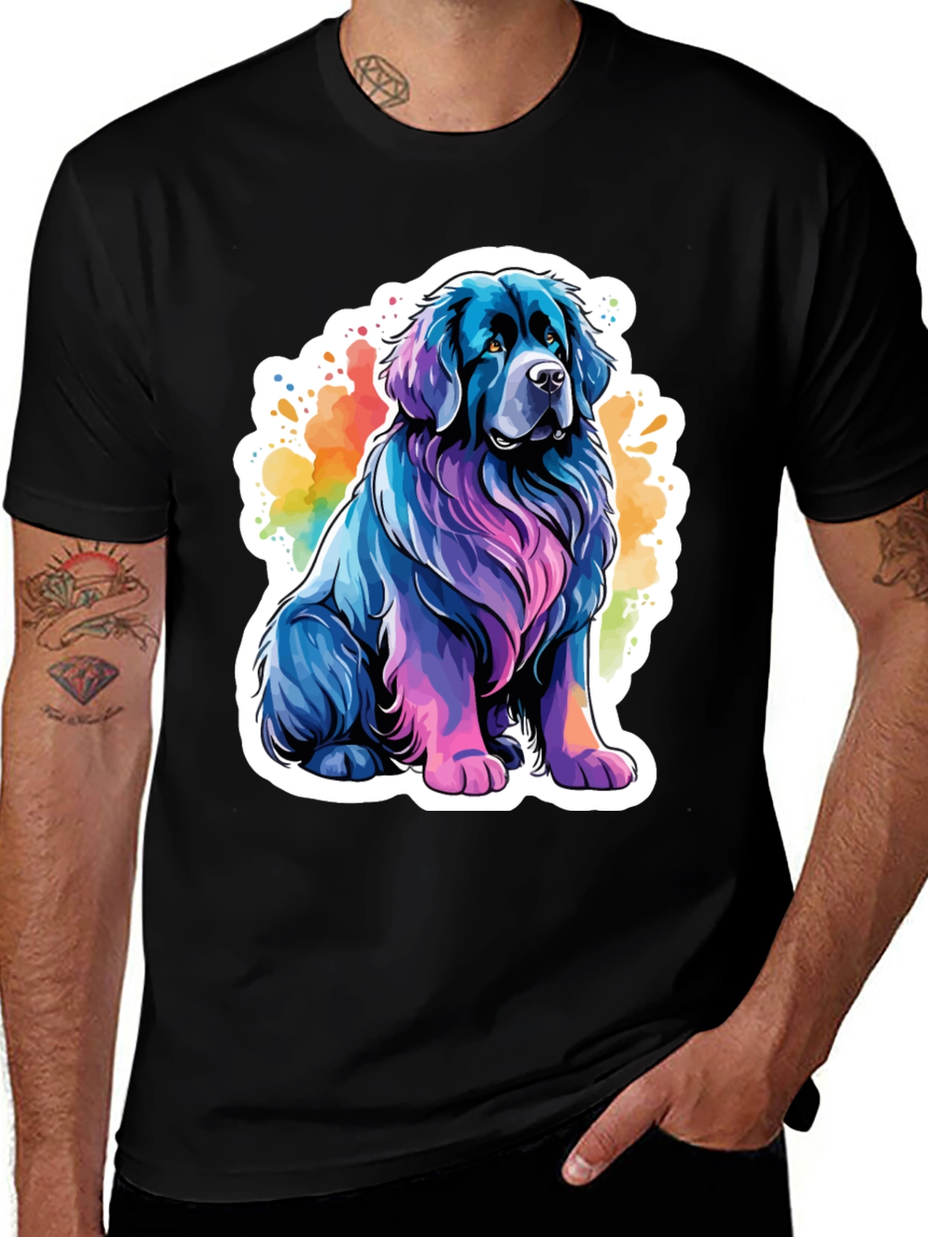 Colorful Dog Graphic T-Shirt