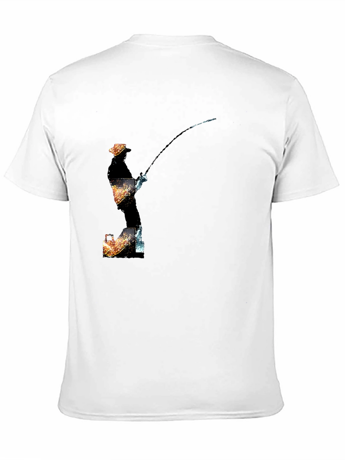 Fisherman Graphic Print Black T-Shirt