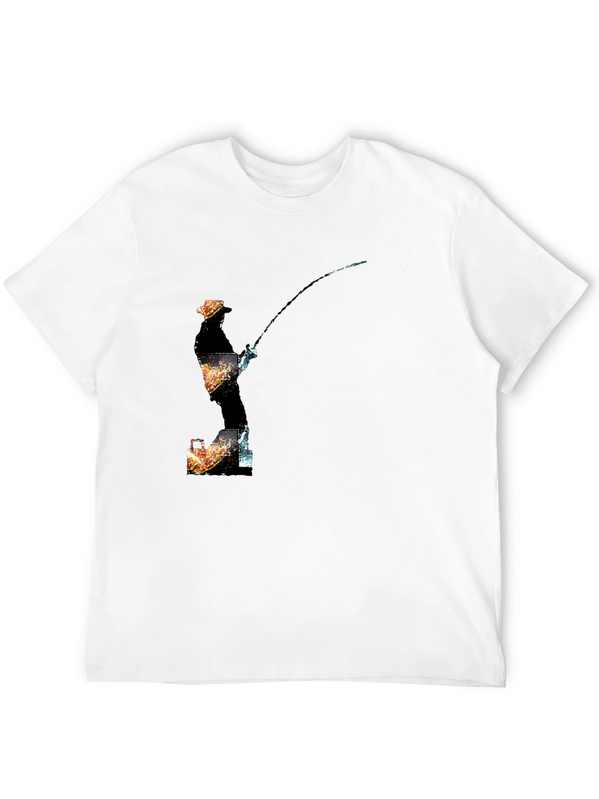 Fisherman Graphic Print Black T-Shirt