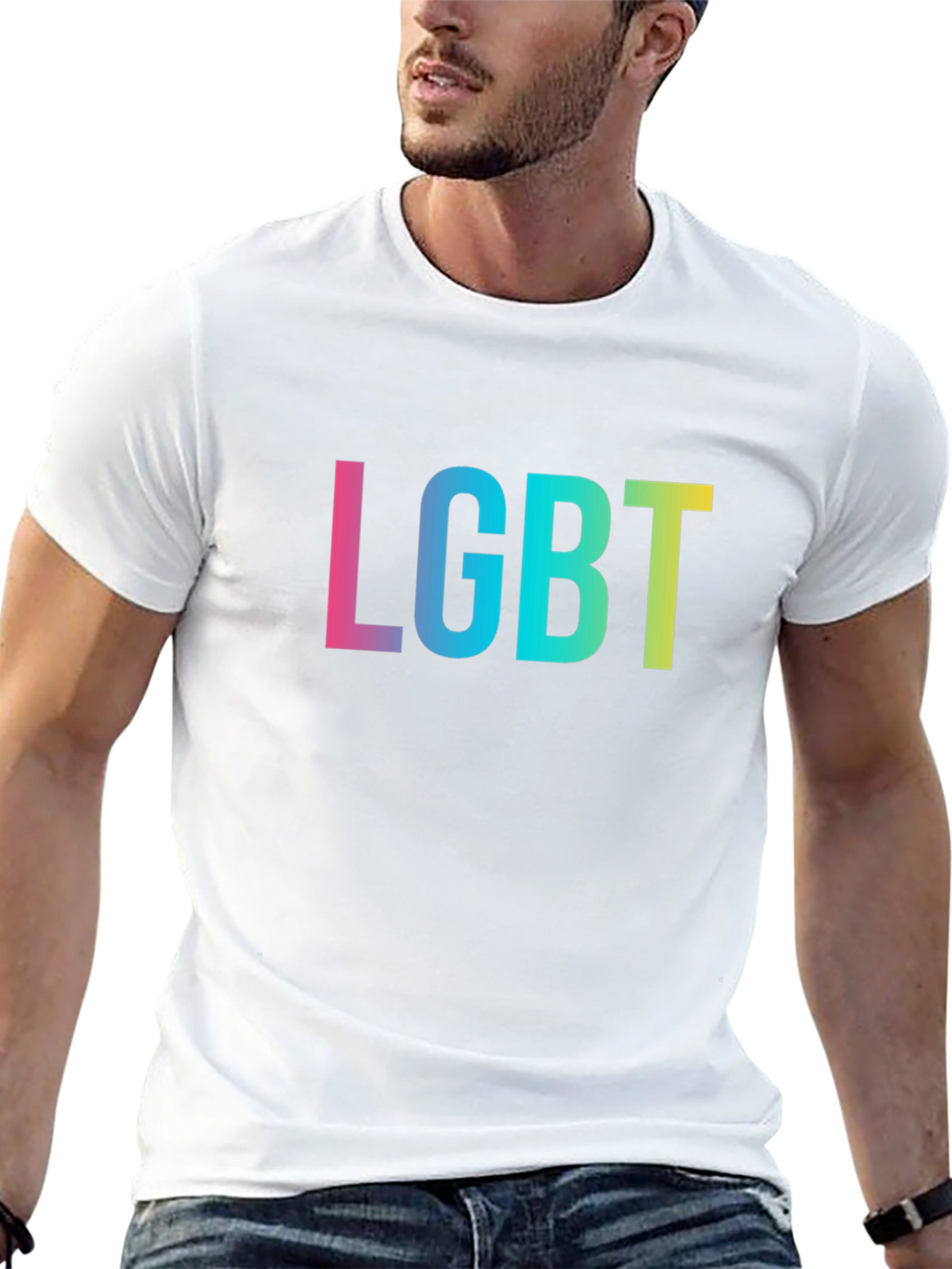 LGBT Pride T-Shirt - Black Rainbow Text Tee