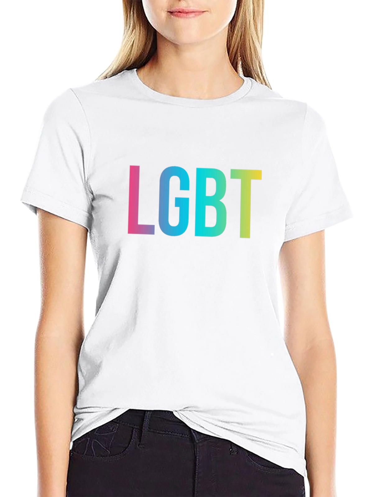 LGBT Pride T-Shirt - Black Rainbow Text Tee