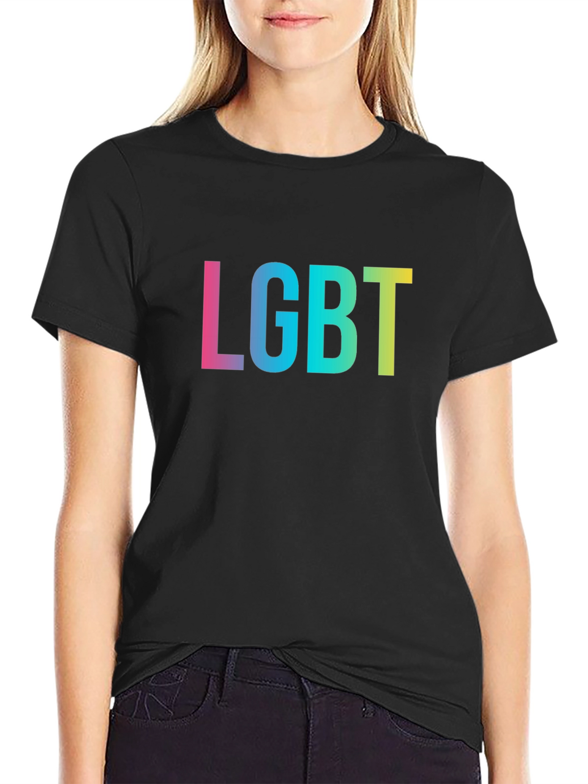 LGBT Pride T-Shirt - Black Rainbow Text Tee