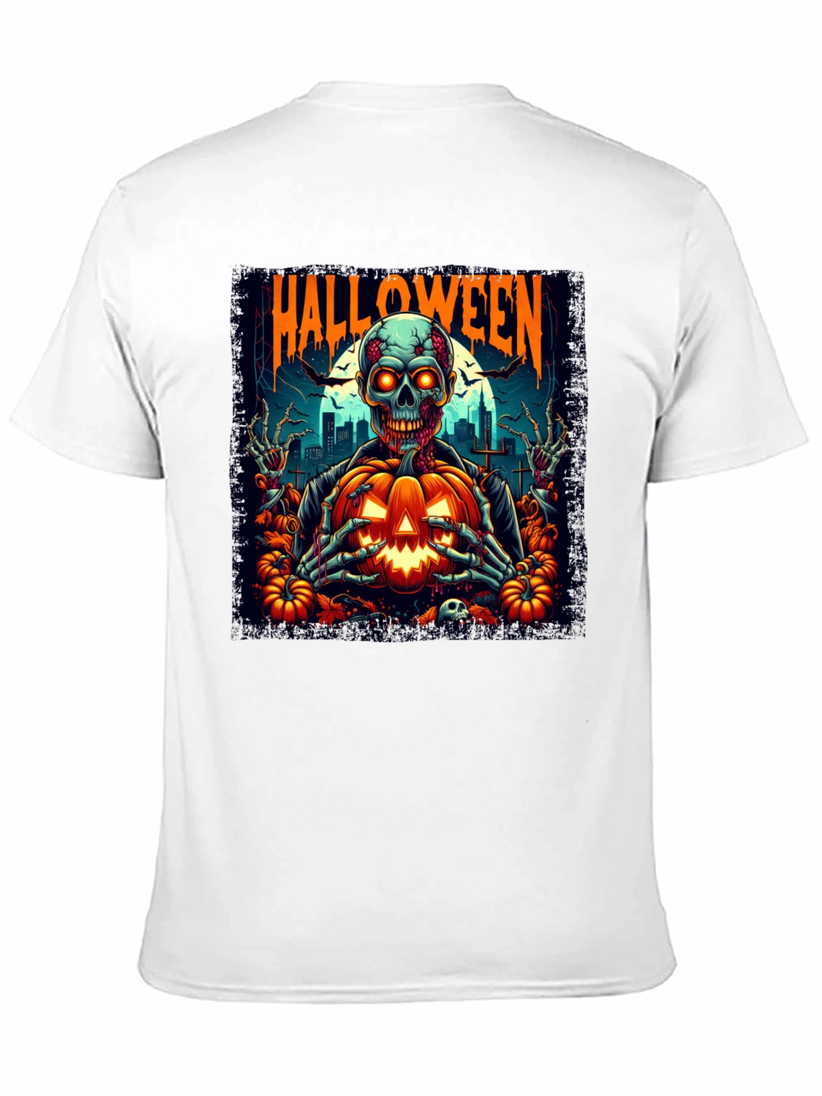 Halloween Skeleton Pumpkin Graphic T-Shirt