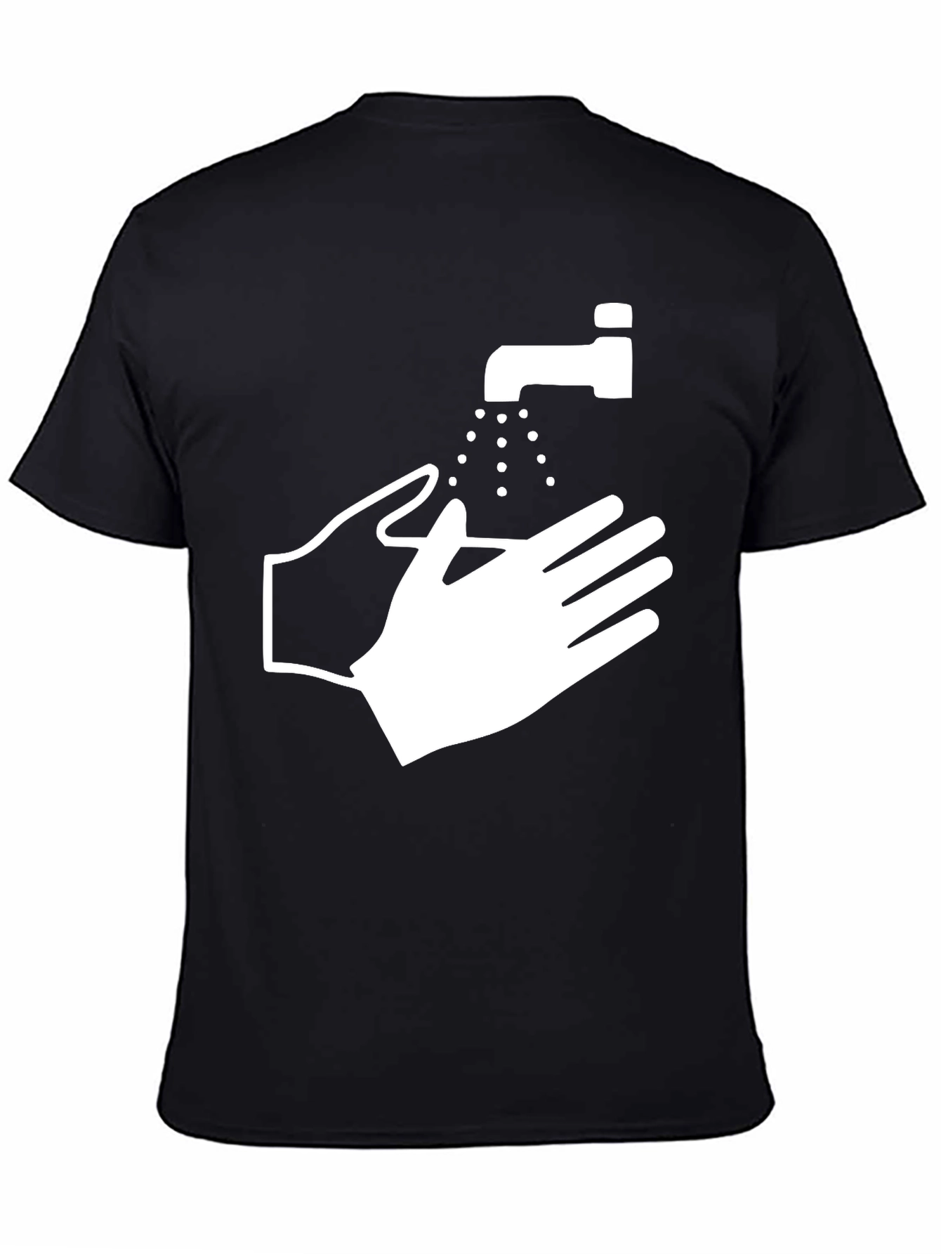 Wash Your Hands Graphic Tee - Black Cotton Blend