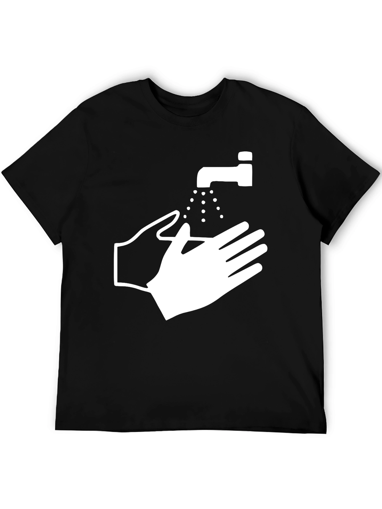Wash Your Hands Graphic Tee - Black Cotton Blend
