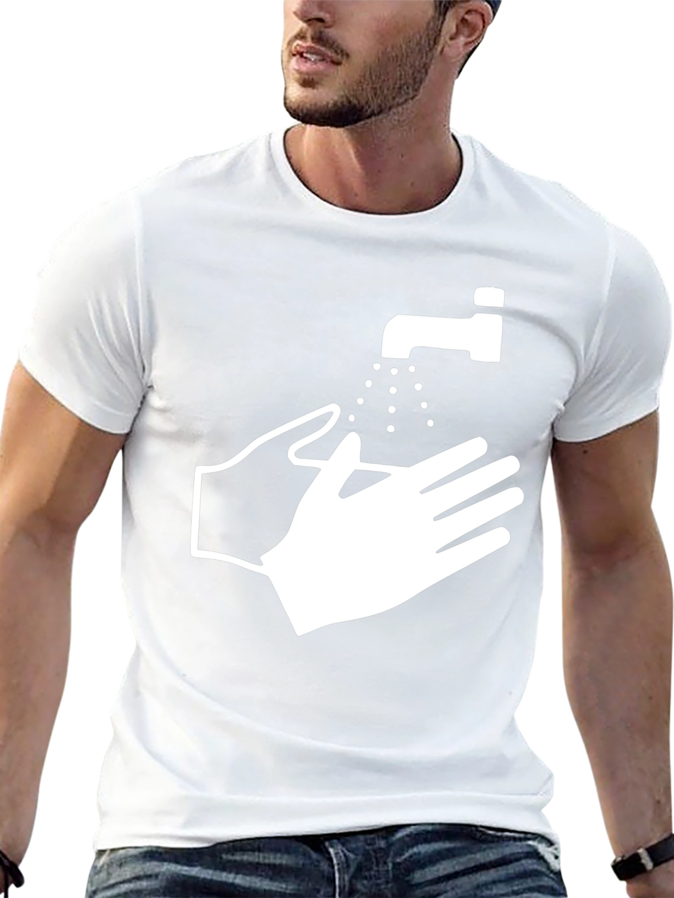 Wash Your Hands Graphic Tee - Black Cotton Blend