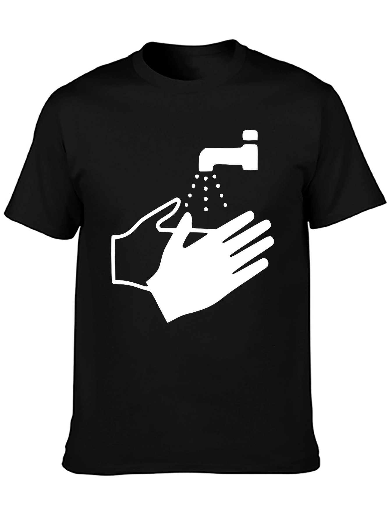 Wash Your Hands Graphic Tee - Black Cotton Blend