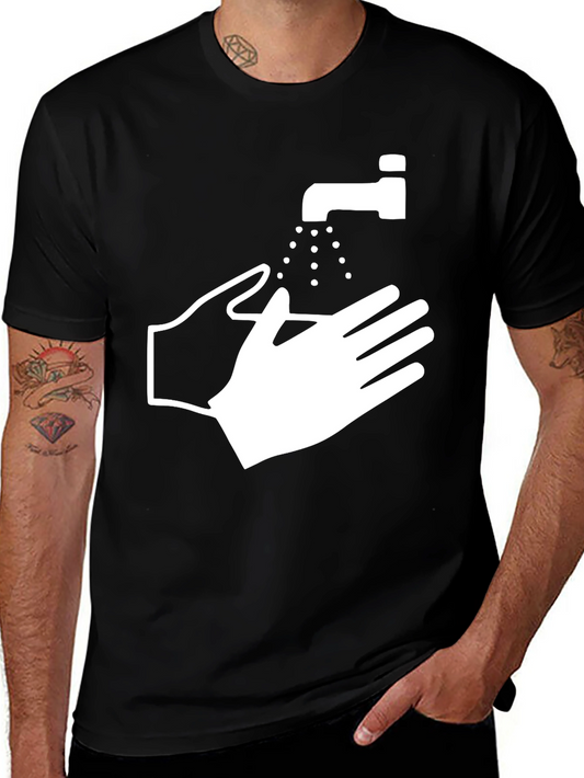 Wash Your Hands Graphic Tee - Black Cotton Blend