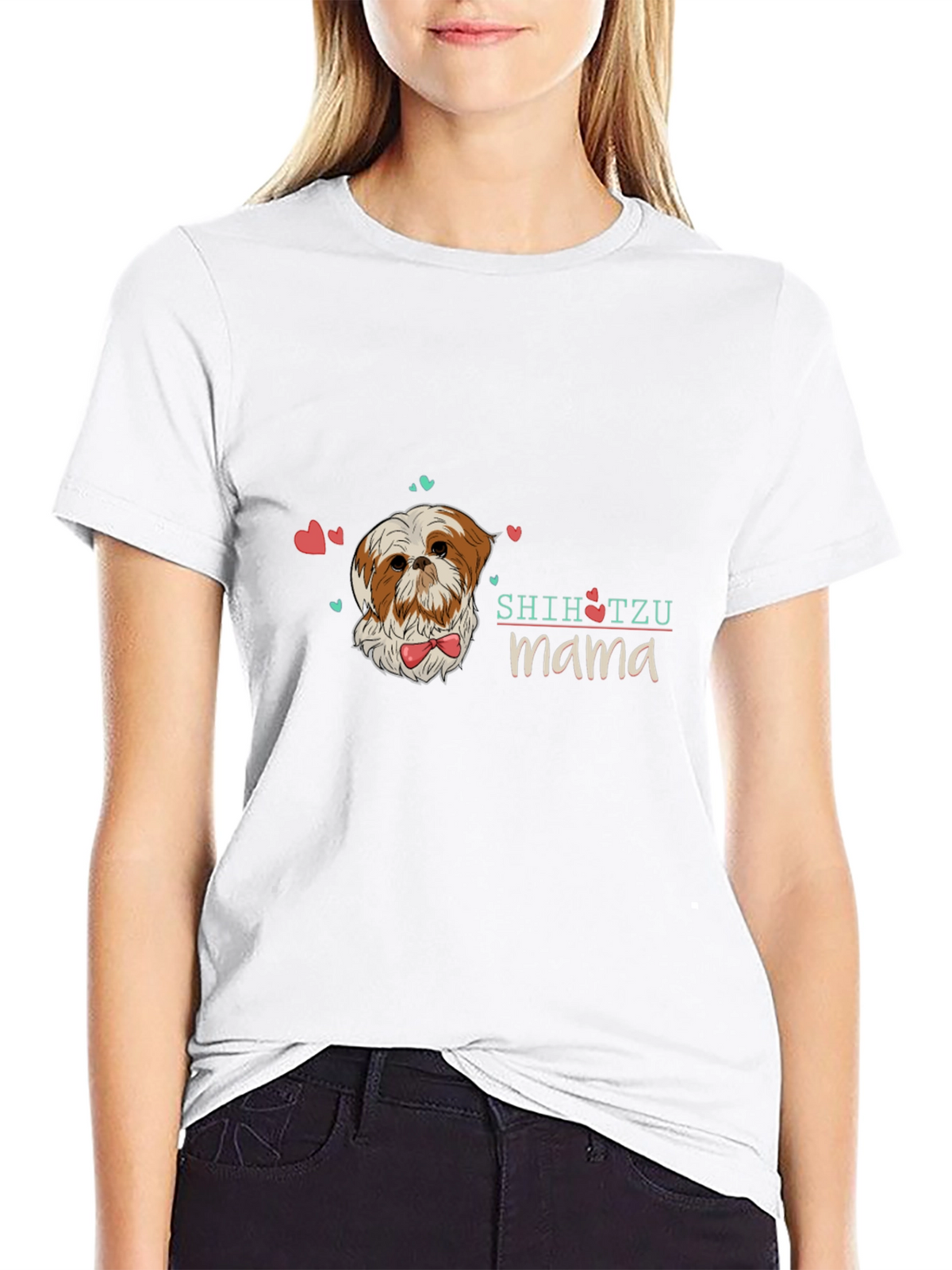 Shih Tzu Mama Black T-Shirt
