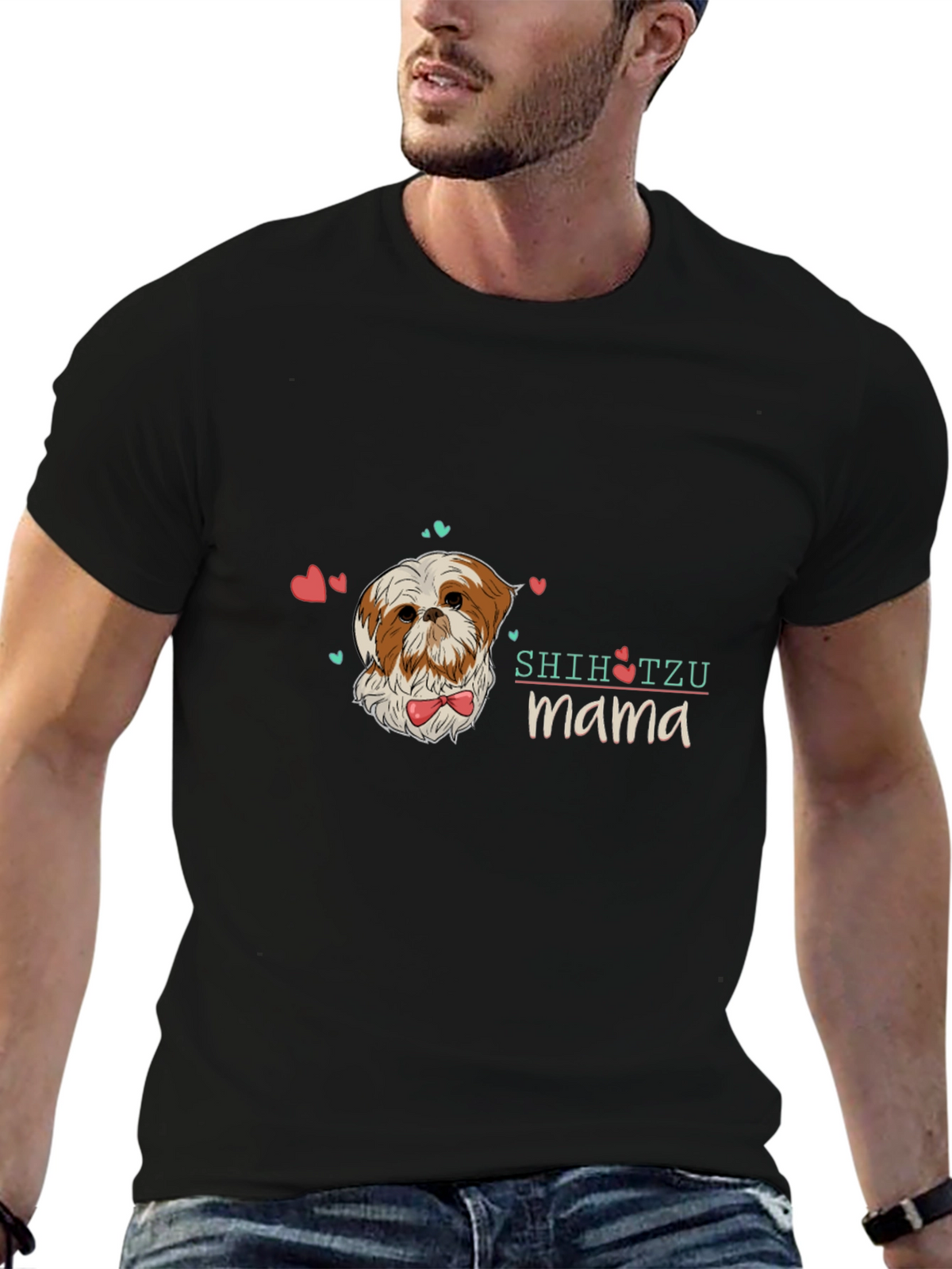 Shih Tzu Mama Black T-Shirt
