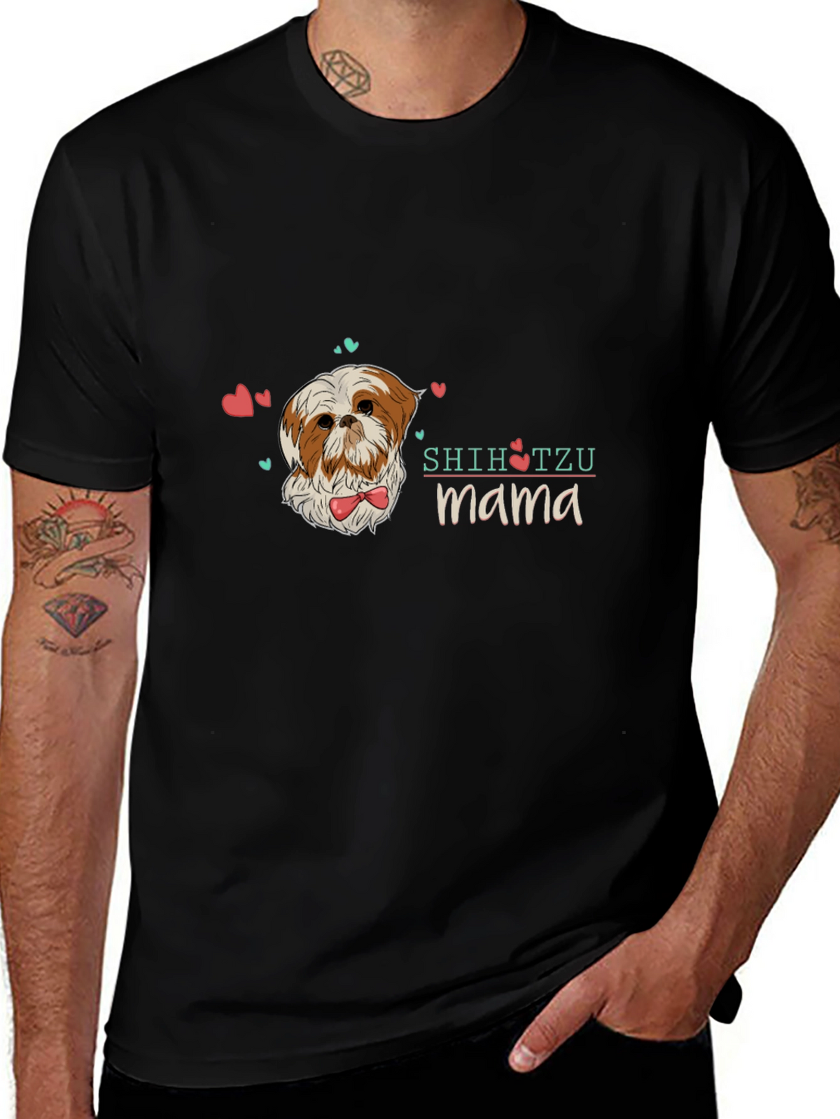 Shih Tzu Mama Black T-Shirt