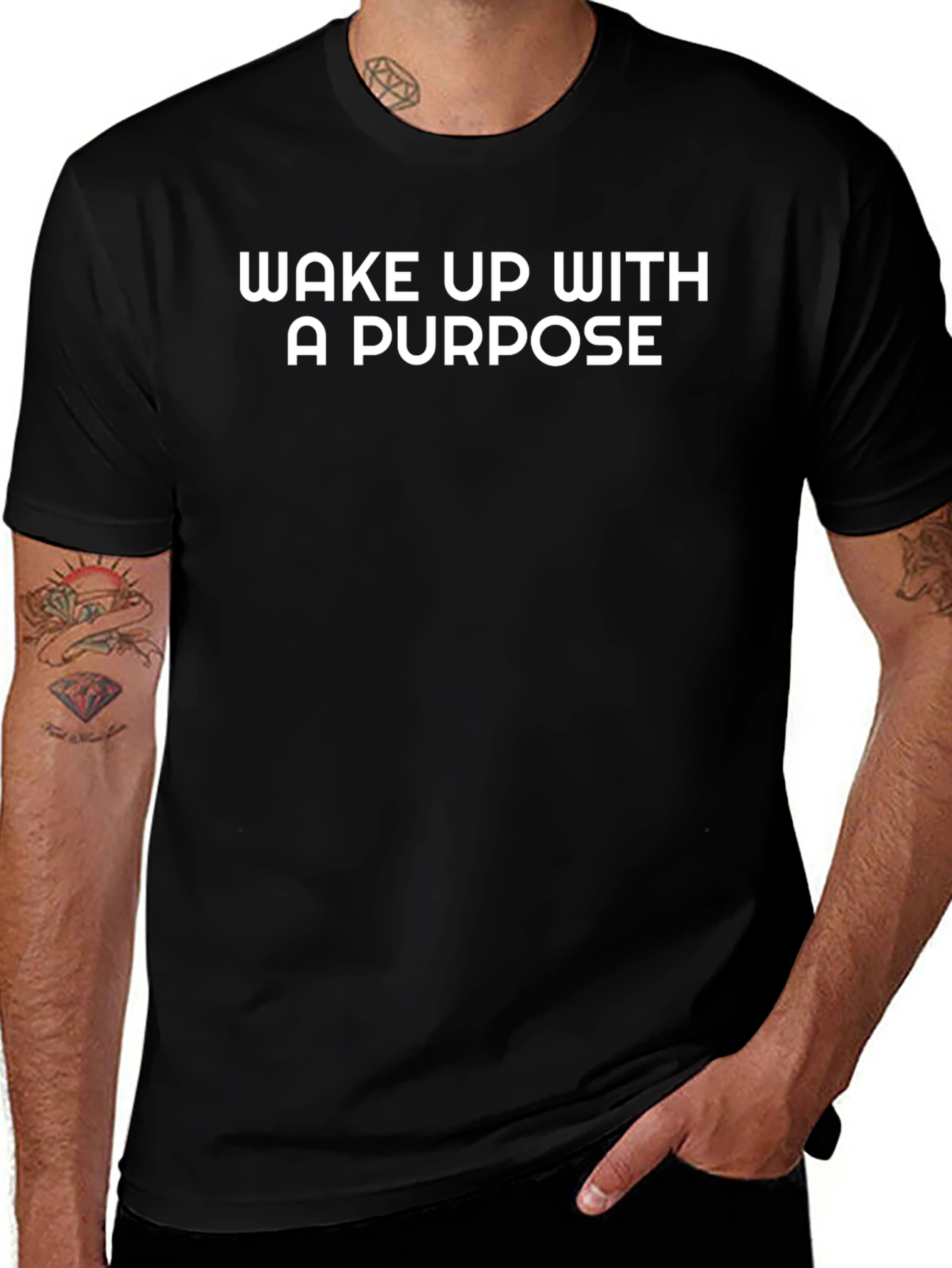Wake Up With a Purpose Black Graphic Tee