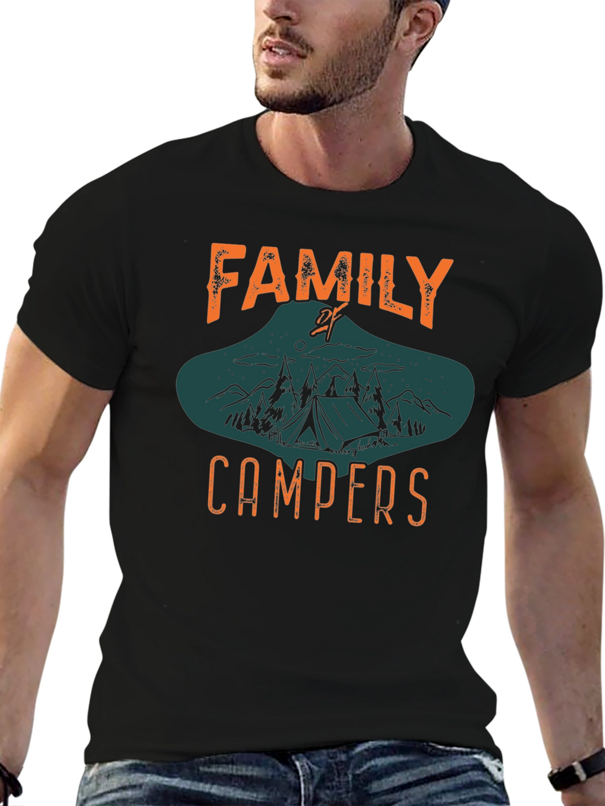 Family Campers Black Graphic Tee