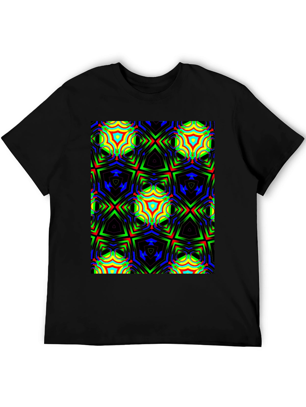 Geometric Kaleidoscope Print Black T-Shirt