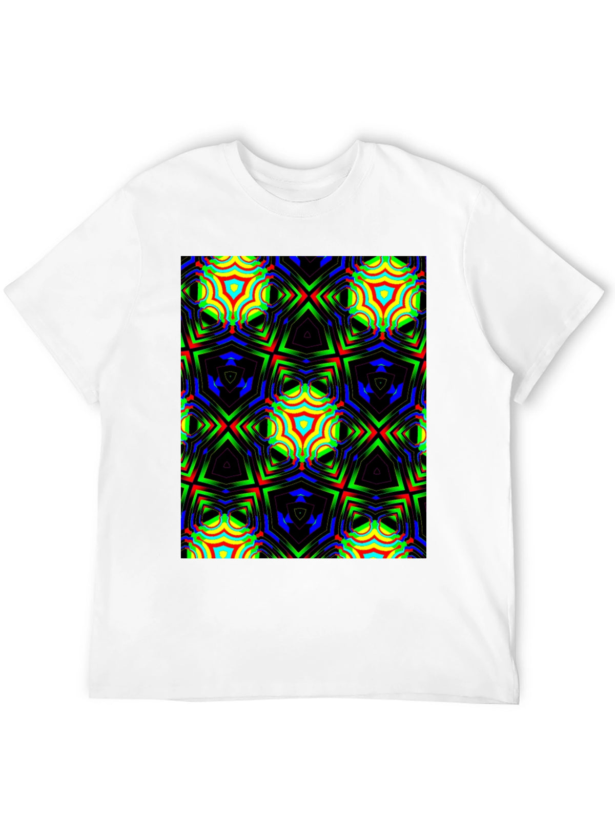Geometric Kaleidoscope Print Black T-Shirt