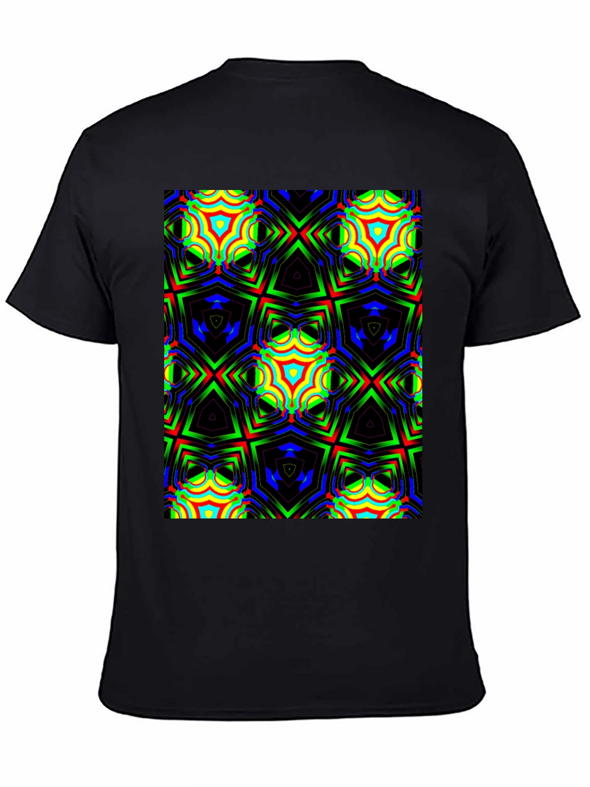 Geometric Kaleidoscope Print Black T-Shirt