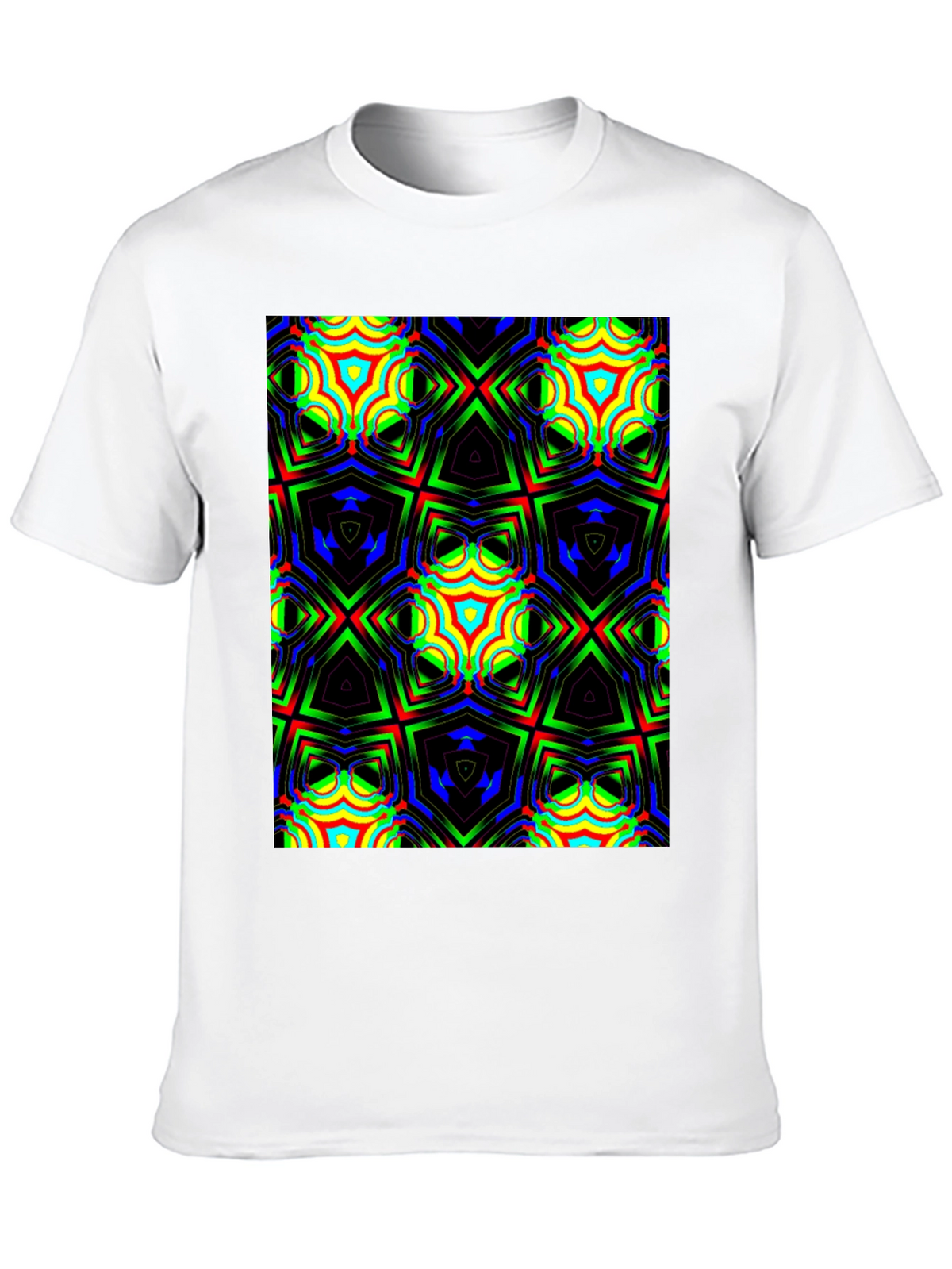 Geometric Kaleidoscope Print Black T-Shirt